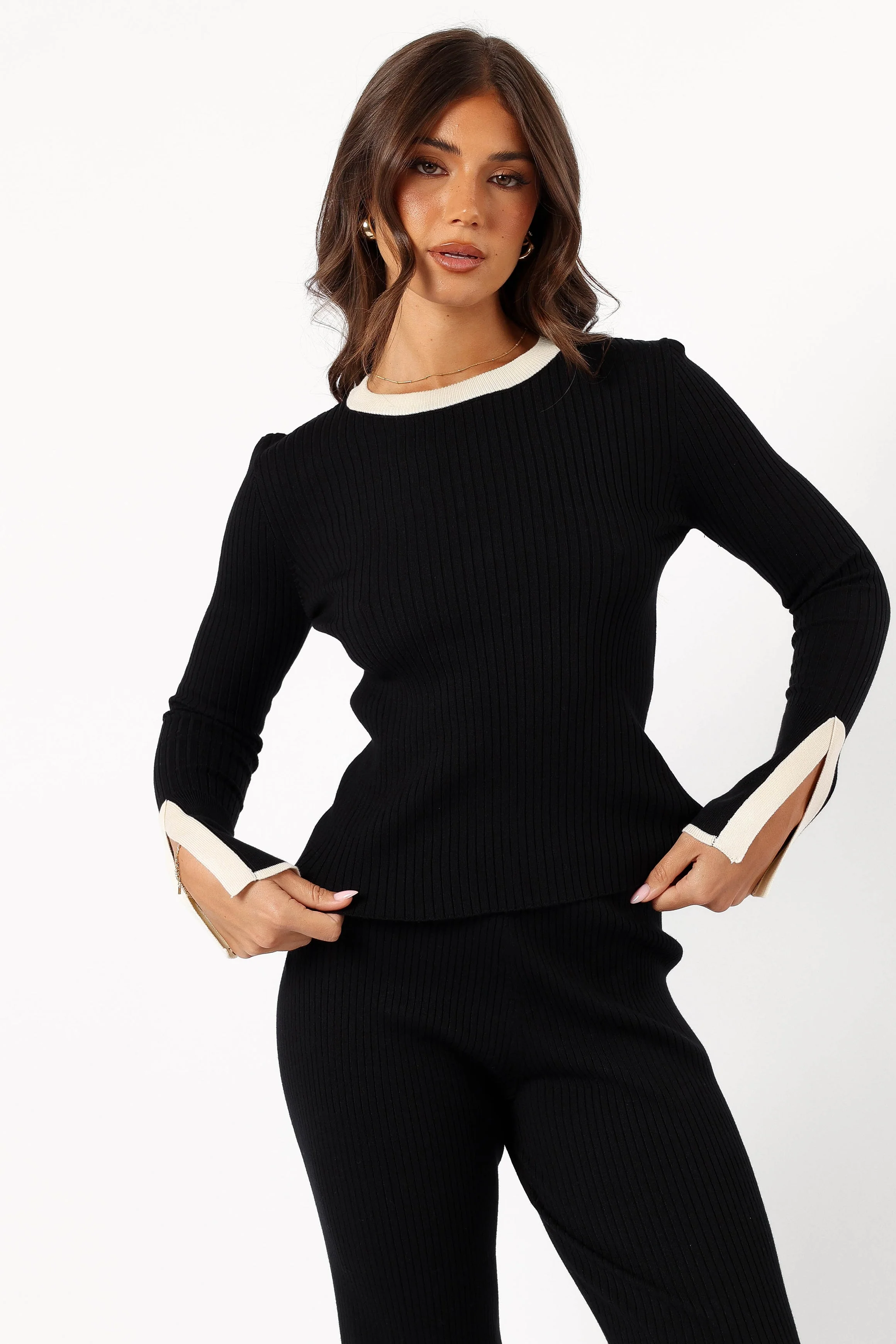Lizbeth Knit Top - Black white