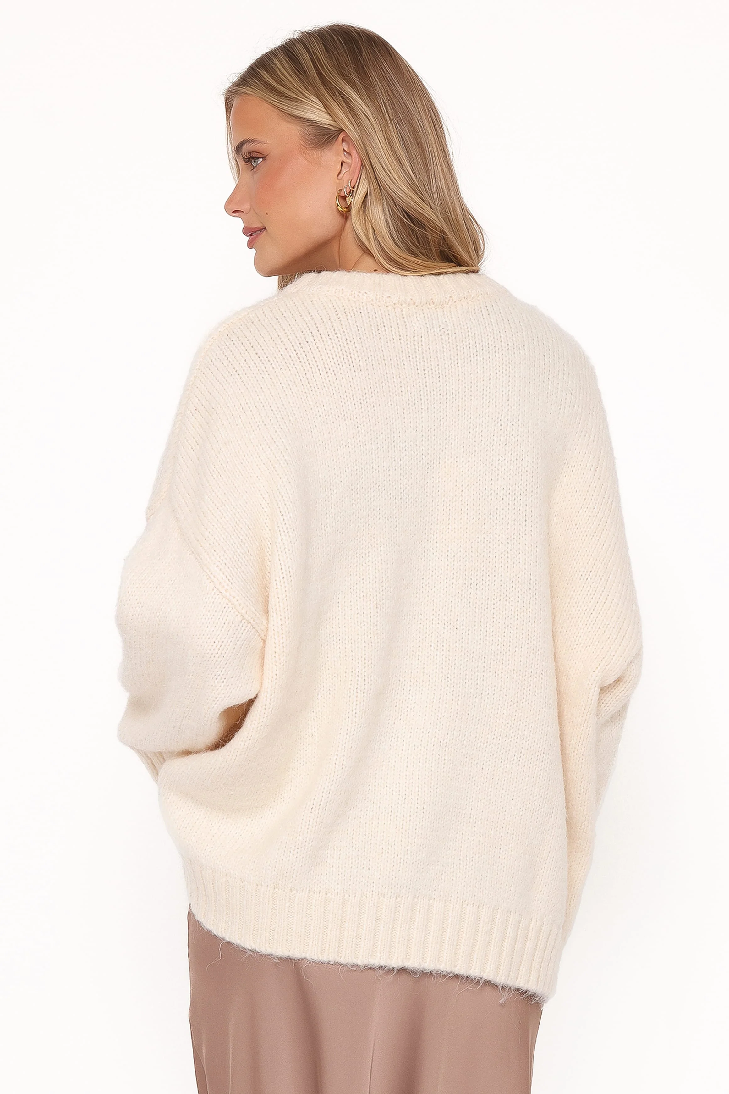 Lloyd Oversized Crew Knit Sweater - Cream - Image 5