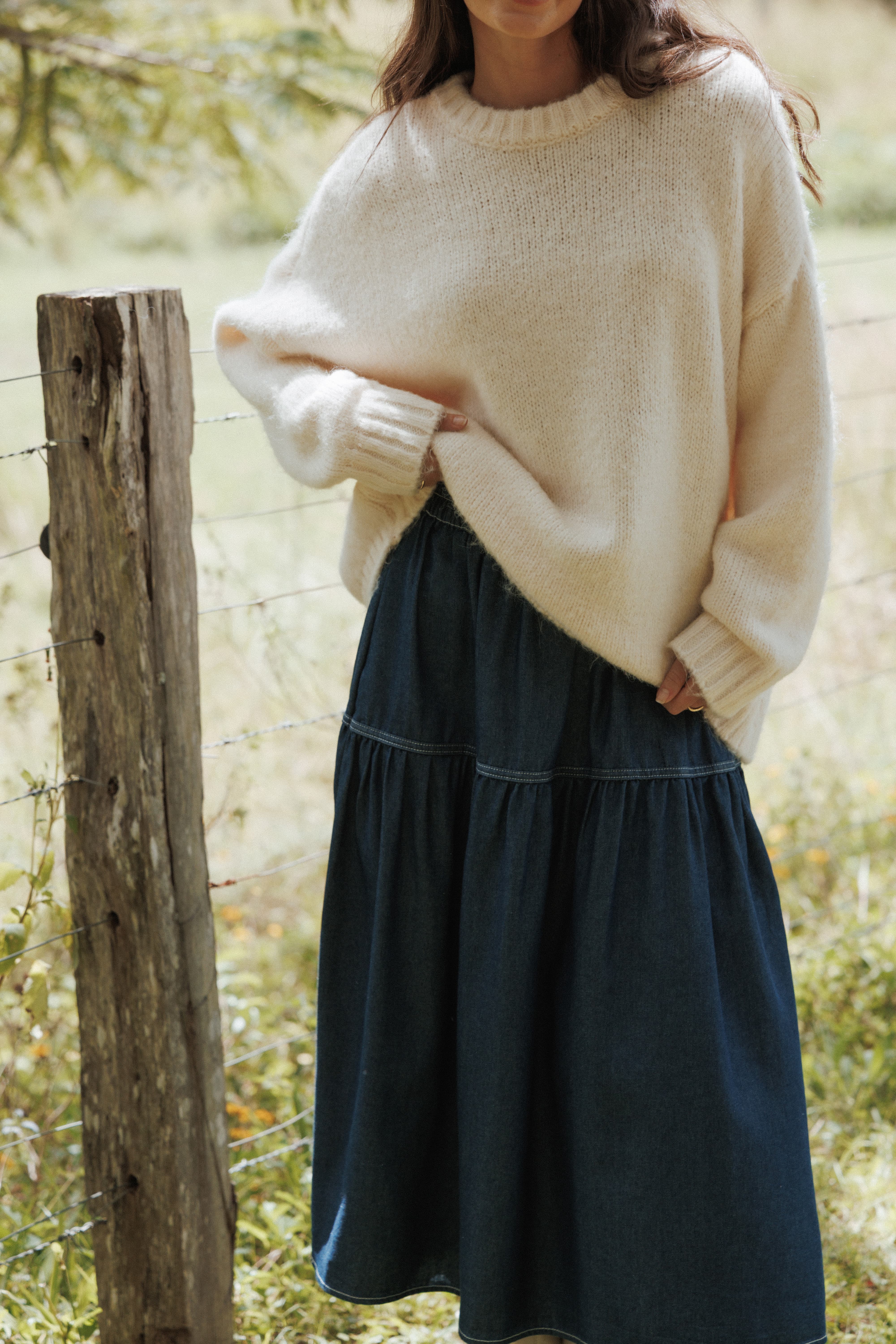 Lloyd Oversized Crew Knit Sweater - Cream - Image 8