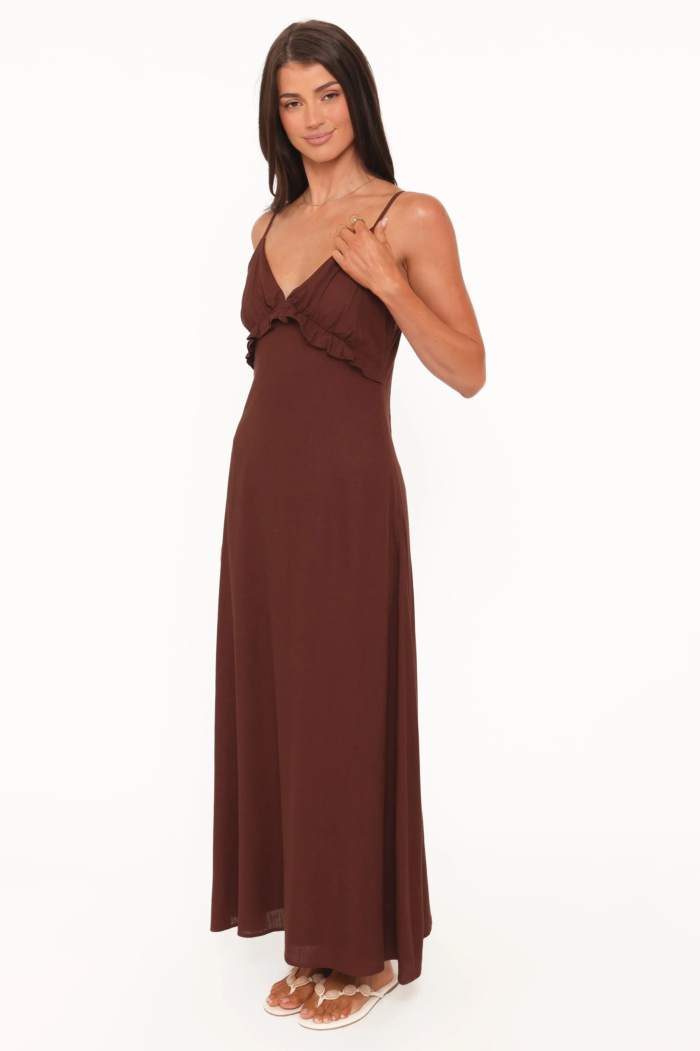 Lorella Midi Dress - Dark Brown - Image 3