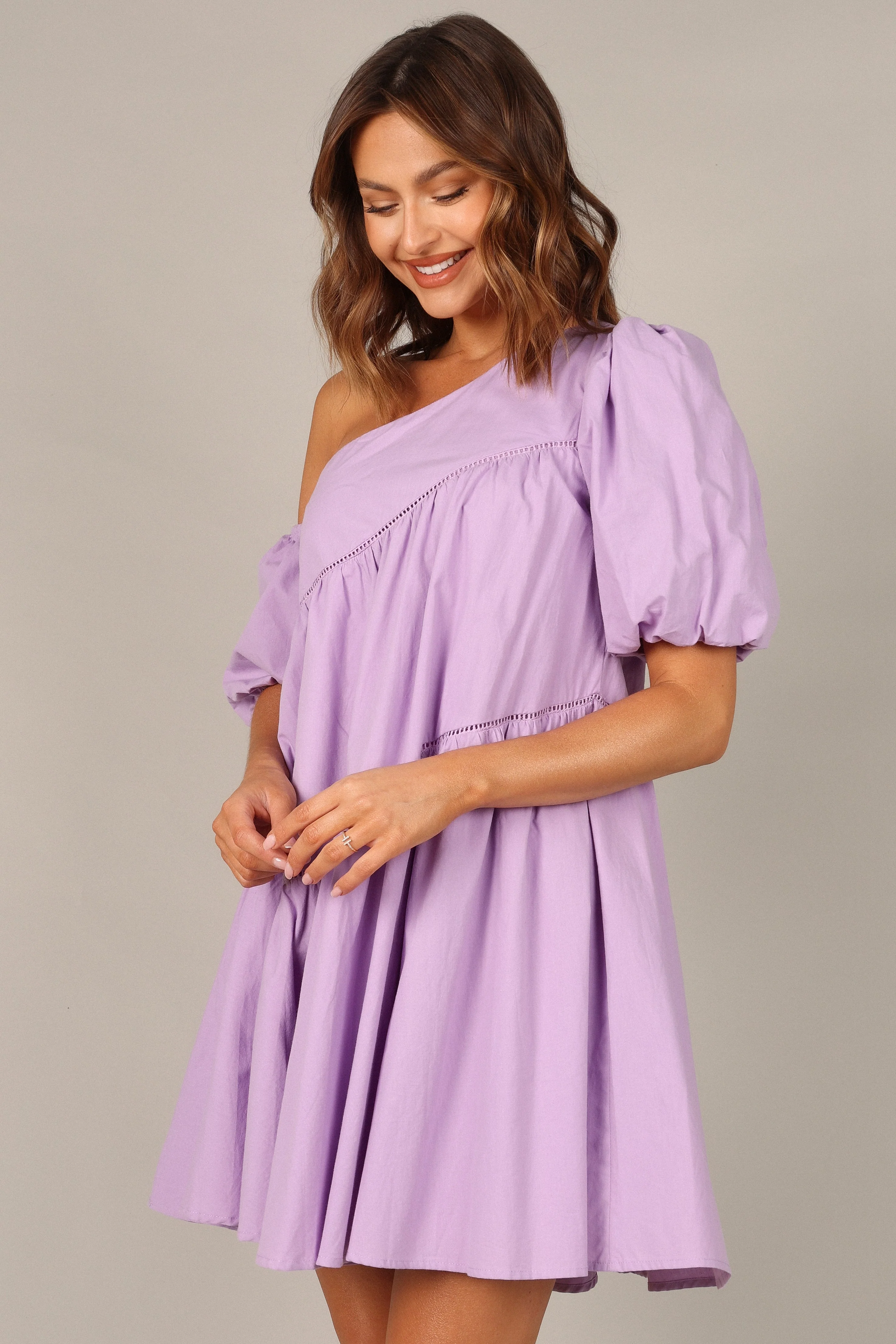 Lottie Off Shoulder Mini Dress - Lilac - Image 7