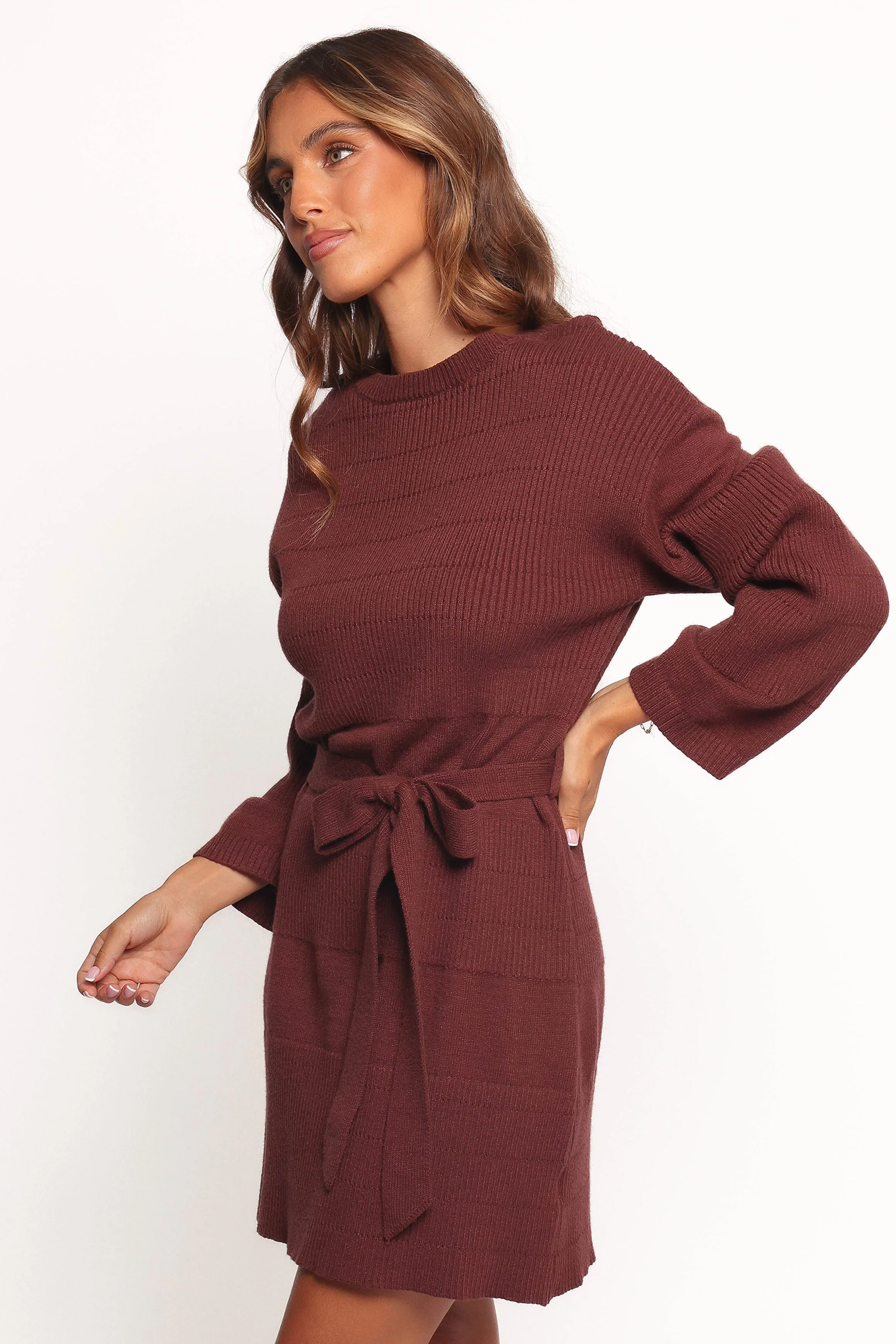 Lucca Mini Sweater Dress - Chocolate Brown - Image 4