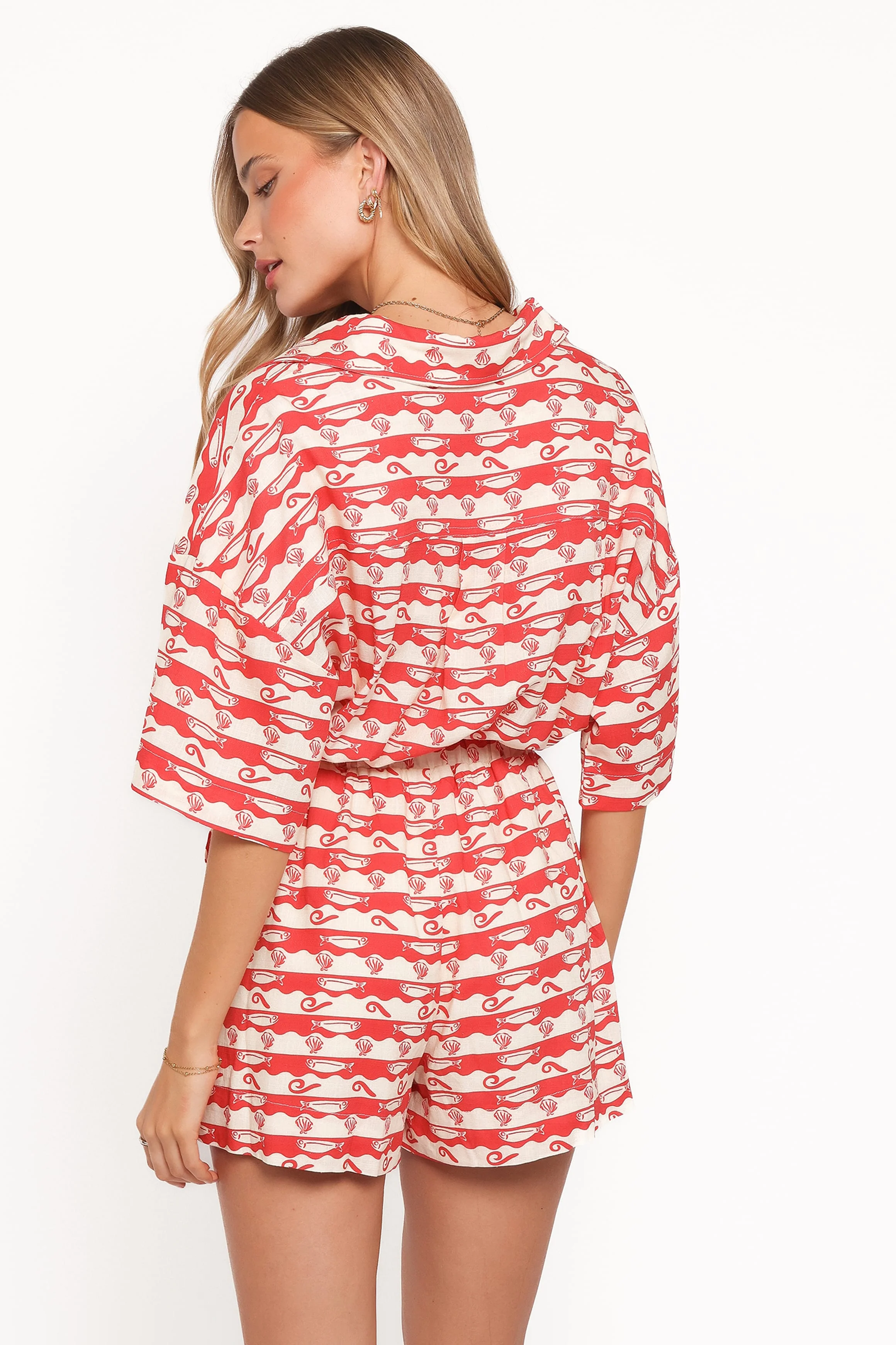 Lucinda Button Front Playsuit - Sardine Print - Image 4