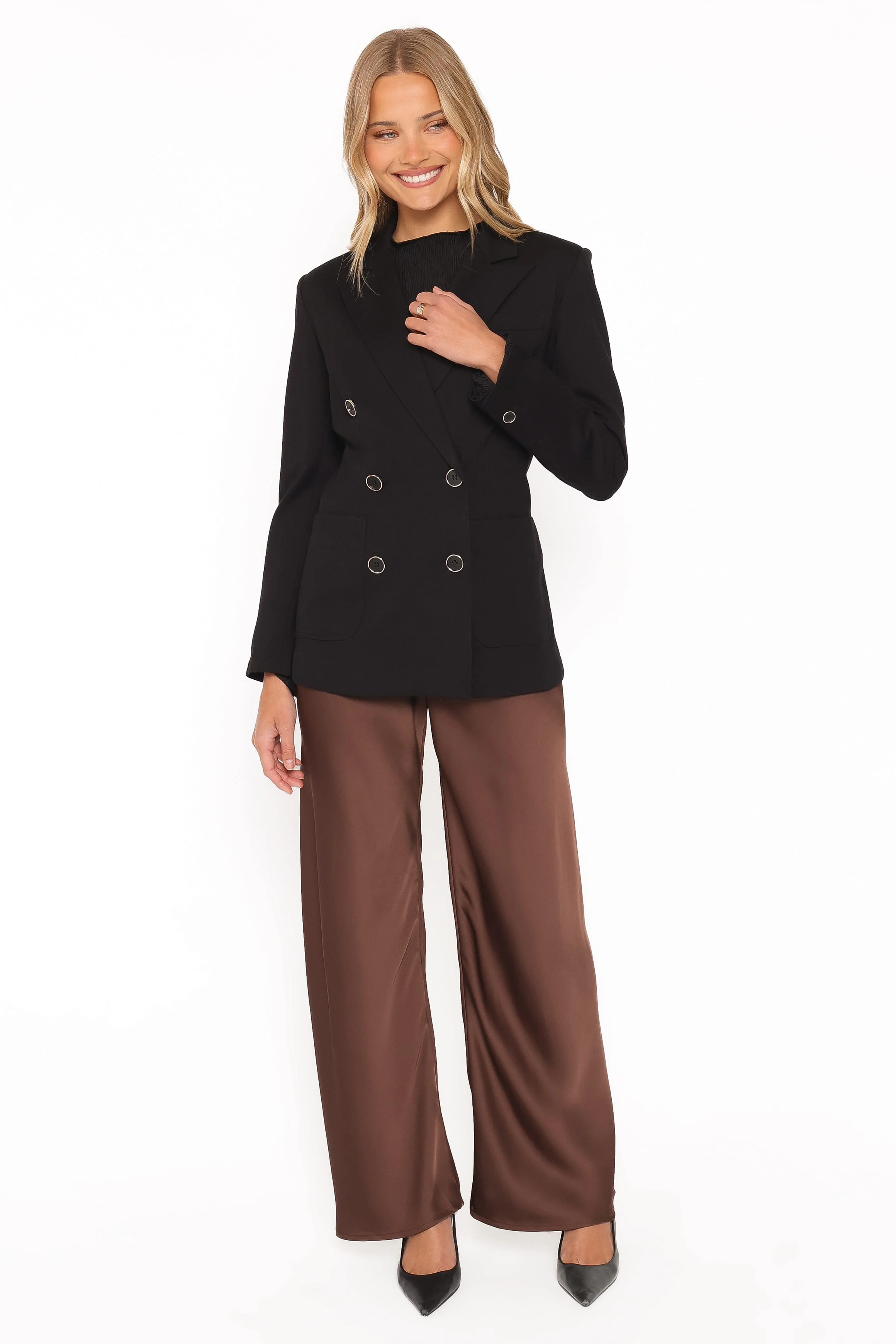 Lucinda Double Breasted Blazer - Black Ponte - Image 6