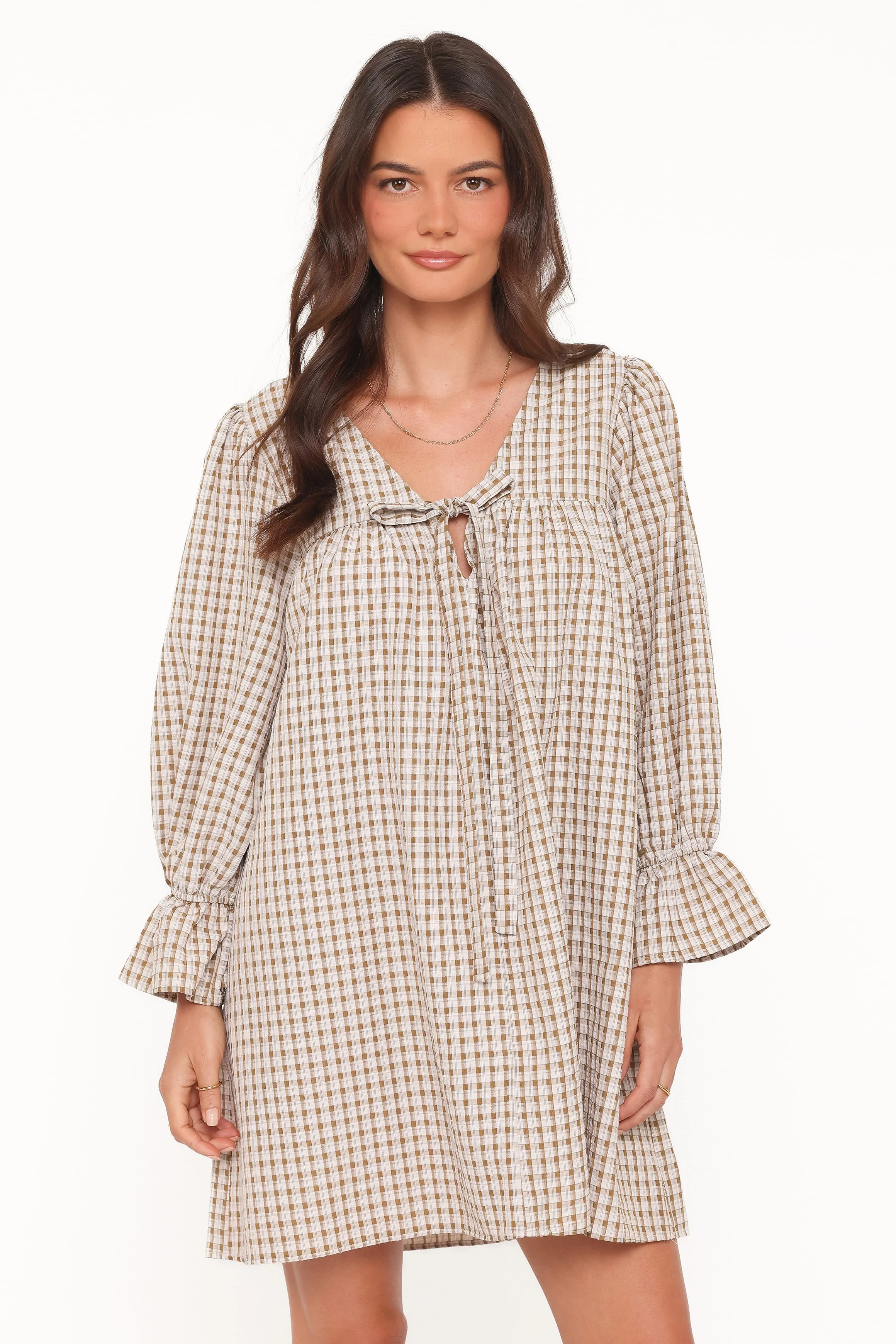 Lynden Mini Dress - Green Gingham - Image 5
