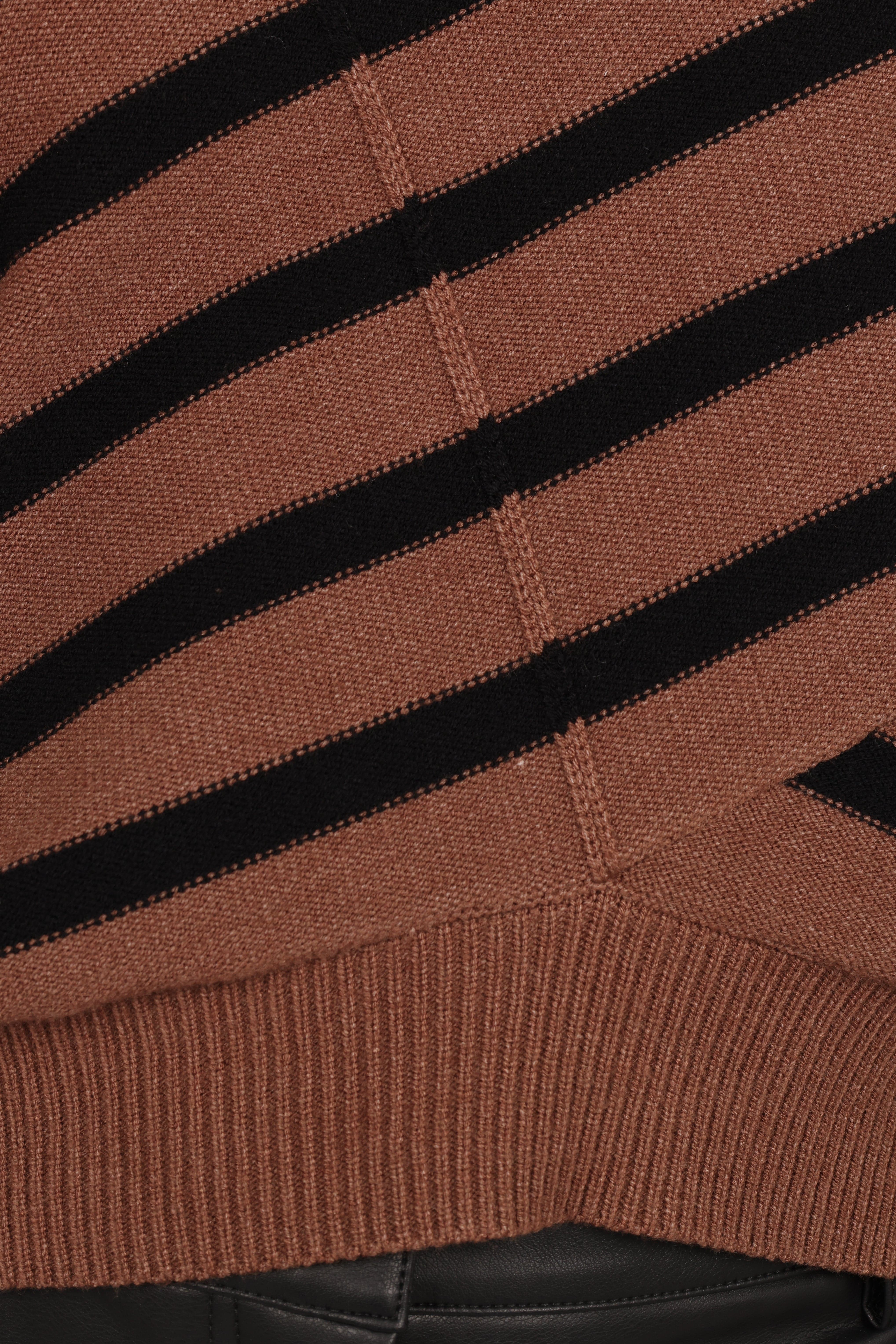 Lynette Criss Cross Stripe Sweater - Black/Tan - Image 9