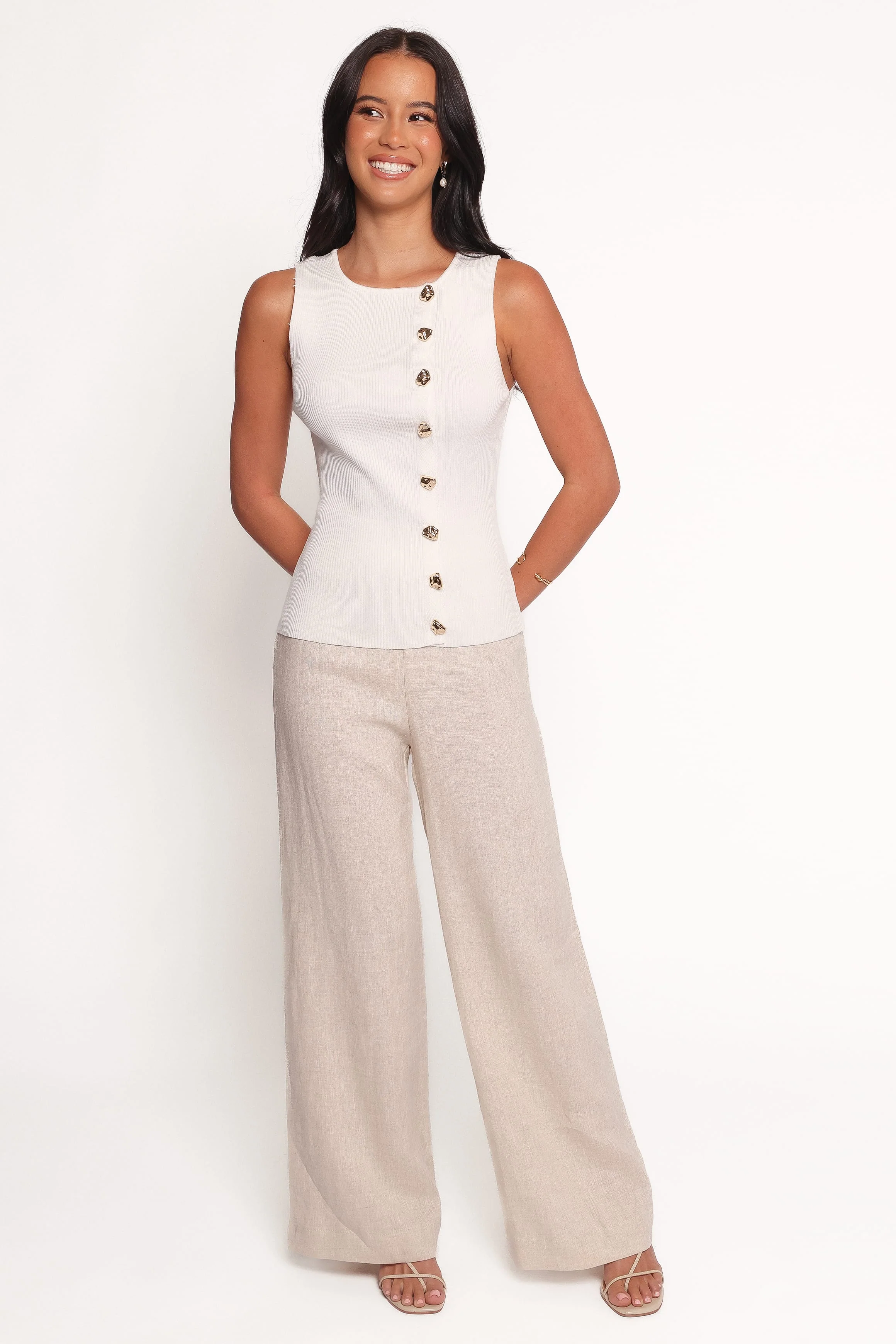 Lysa Knit Vest Top - White - Image 3