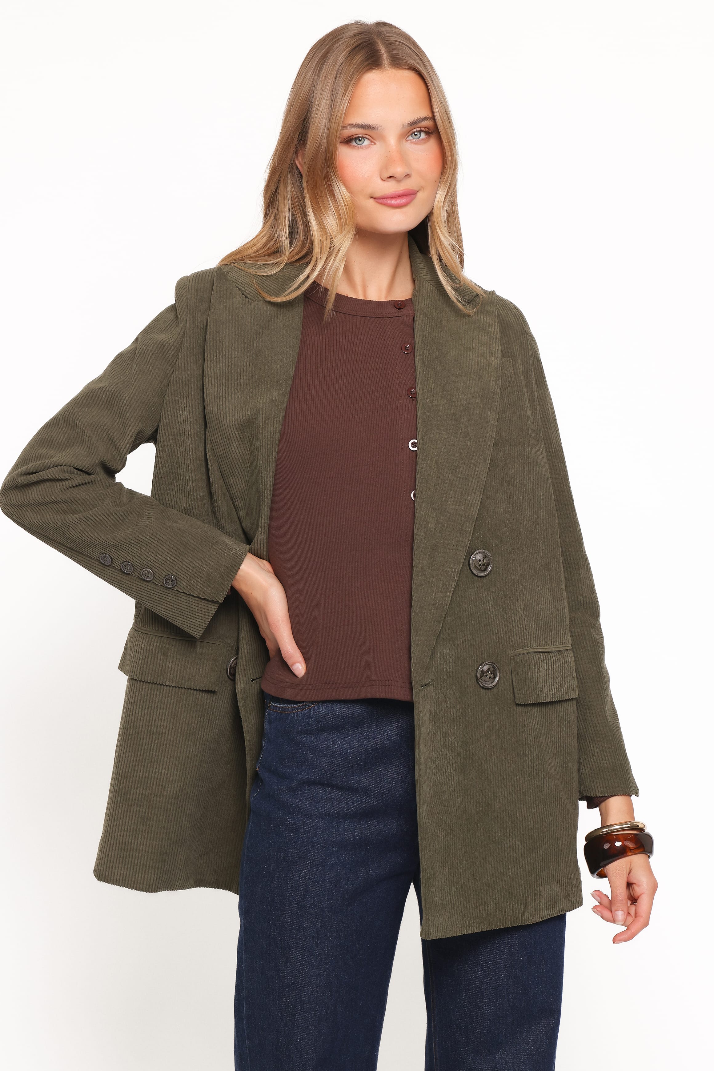 Madi Corduroy Blazer - Olive - Image 5