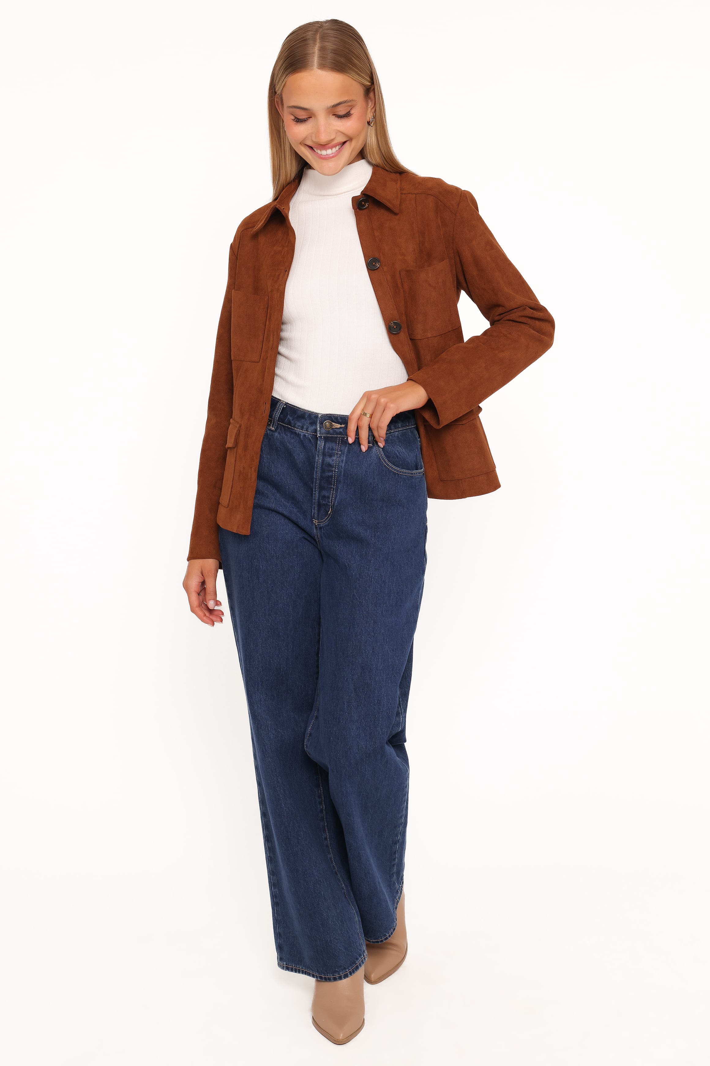 Mahlee Faux Suede Shacket - Copper Tan - Image 7