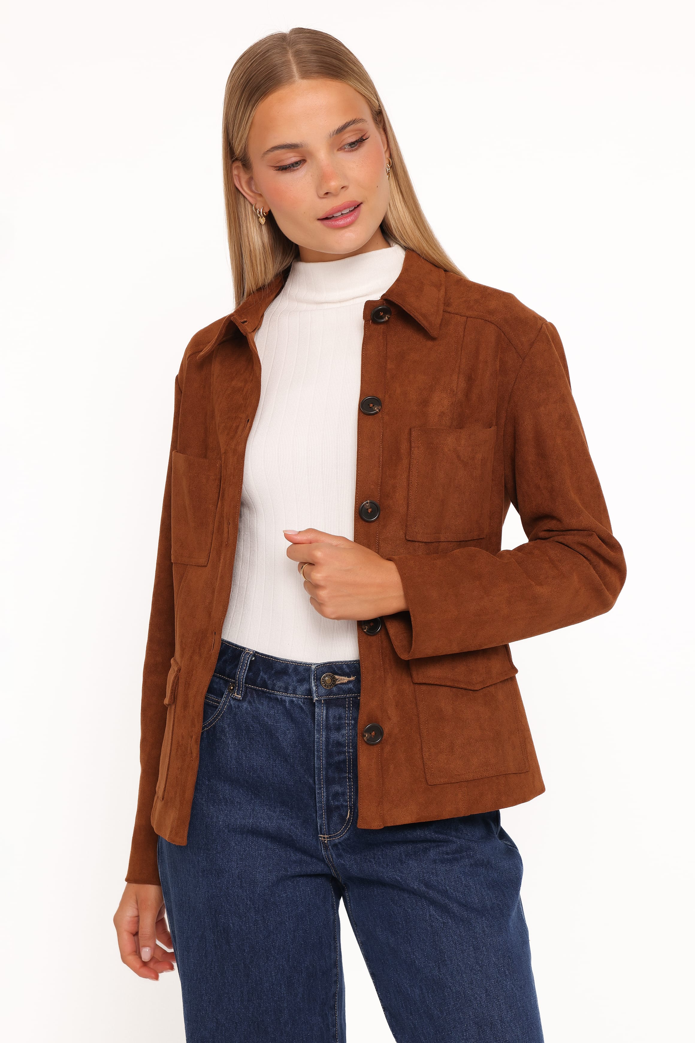 Mahlee Faux Suede Shacket - Copper Tan - Image 8