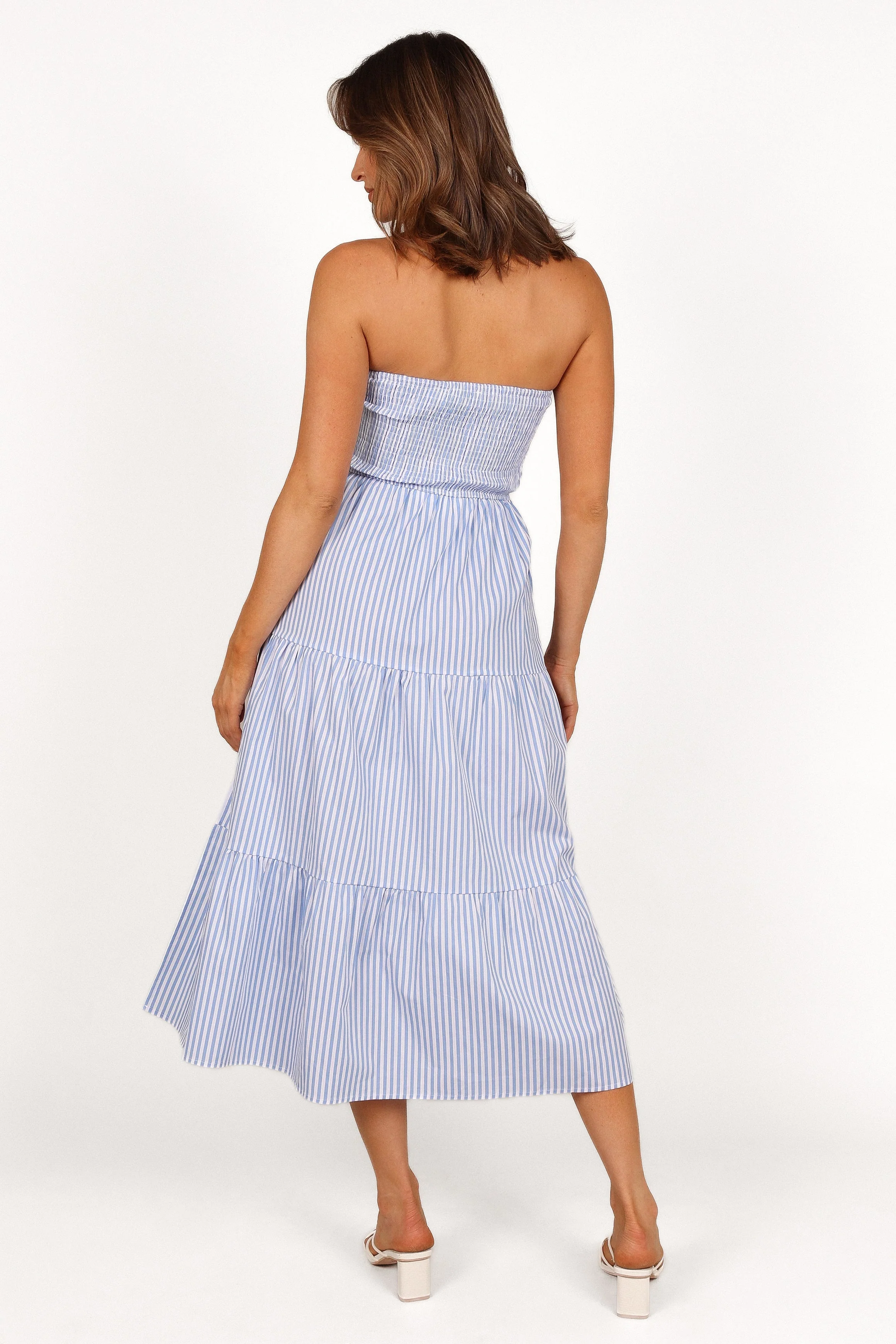 Maisie Strapless Midi Dress - Blue Stripe - Image 4