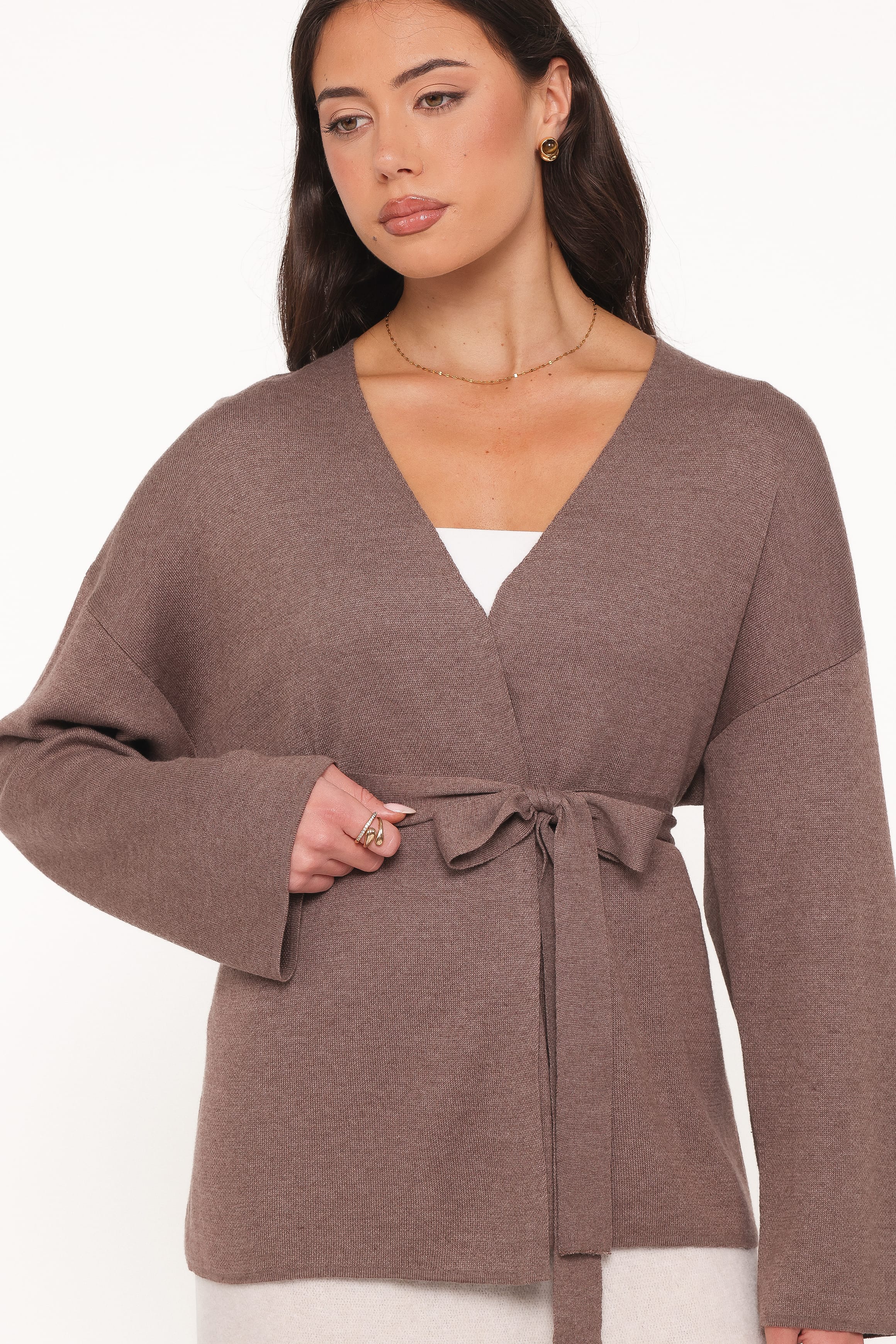 Mallory Wrap Cardigan - Brown - Image 2