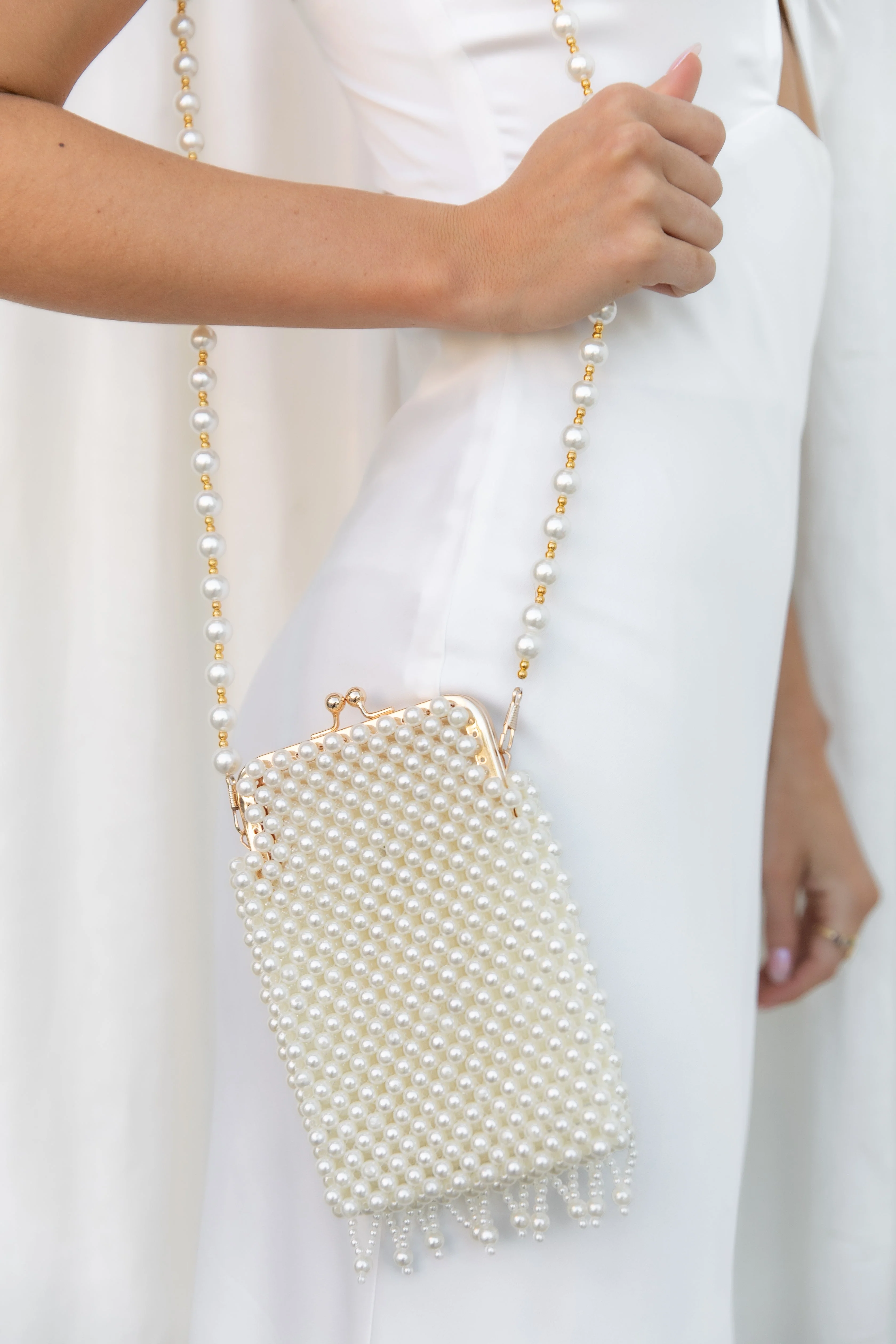 Manon Small Beaded Bag - Pearl - Image 4