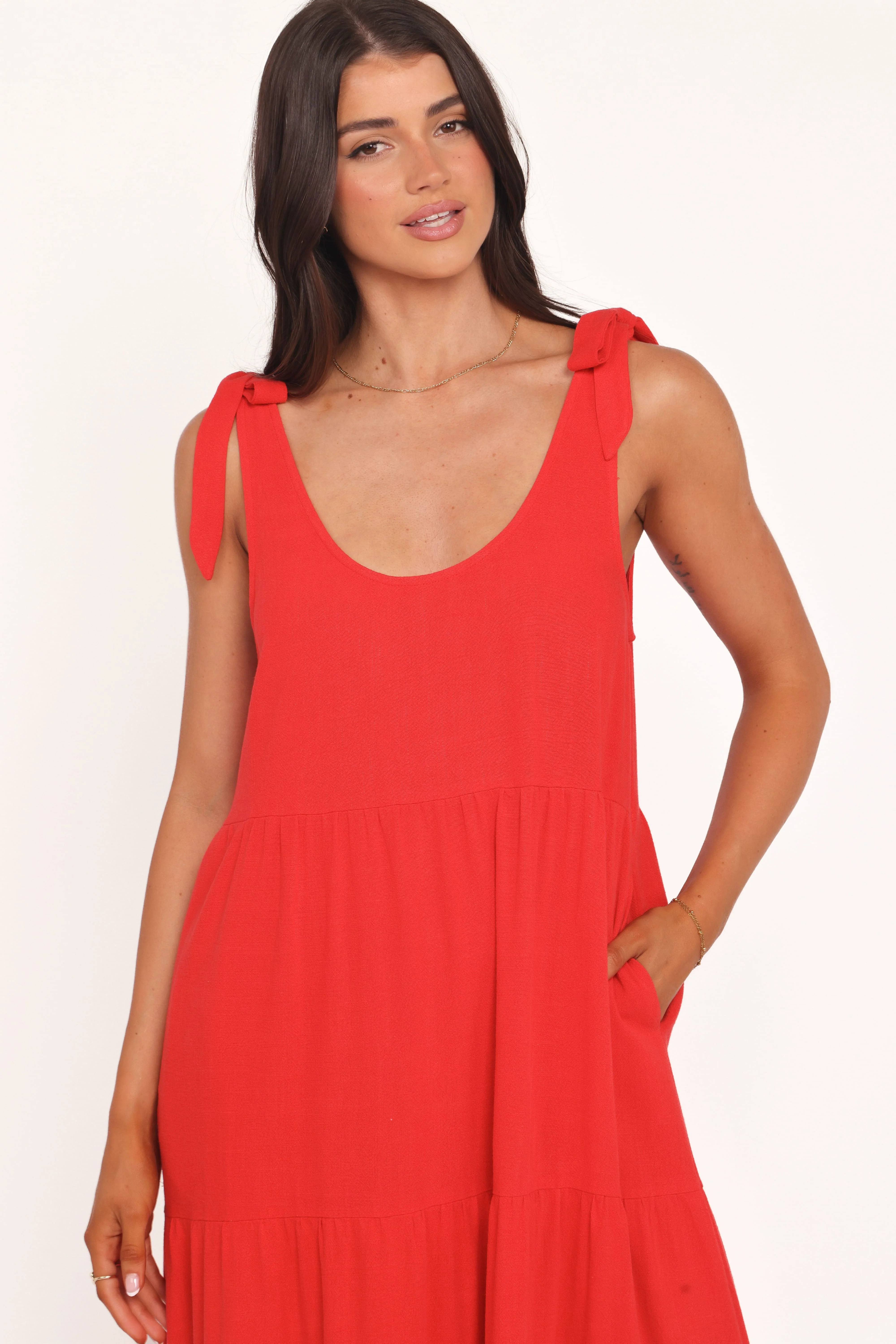 Marcy Midi Dress - Red - Image 2