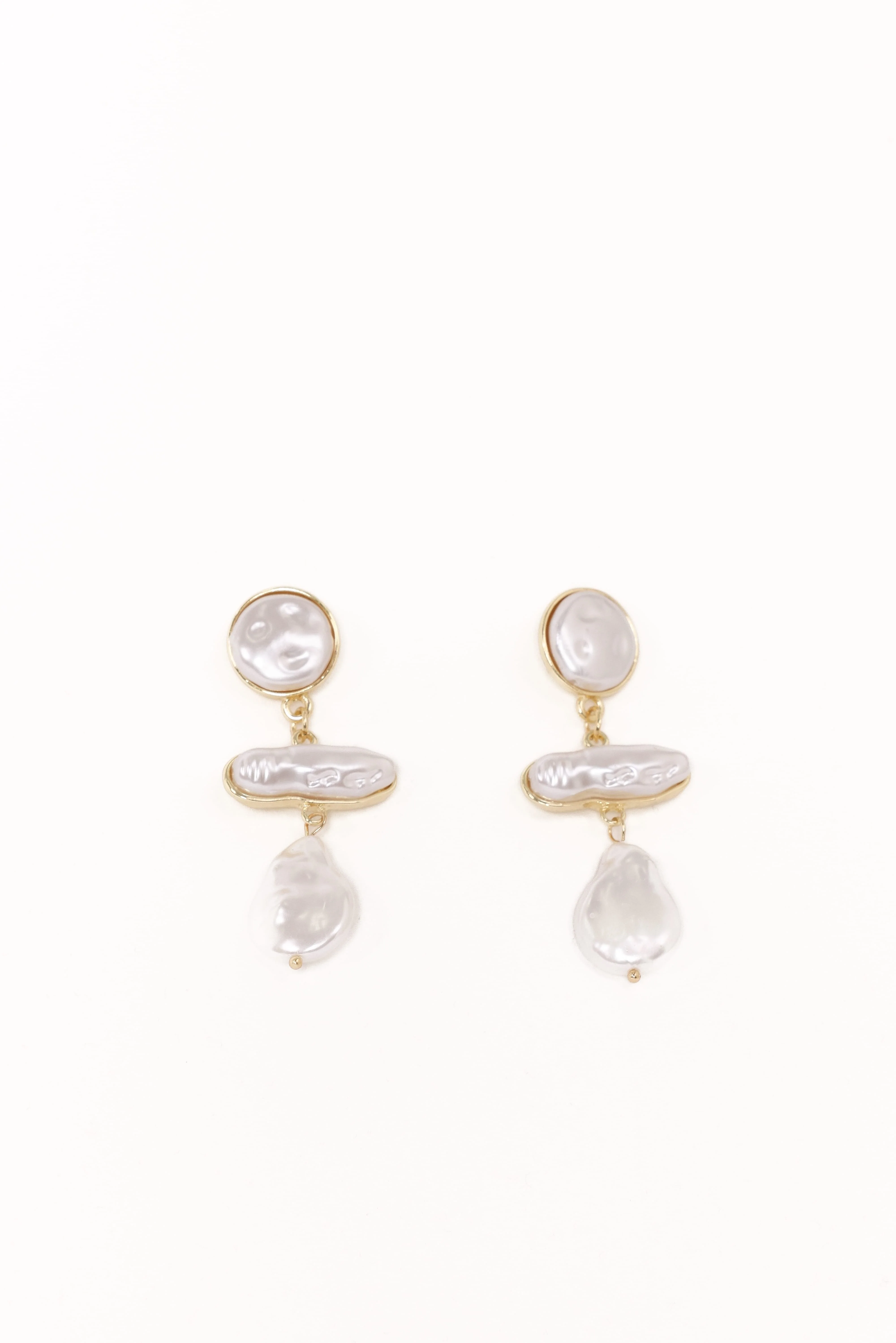 Marella Earrings - Gold Pearl - Image 2
