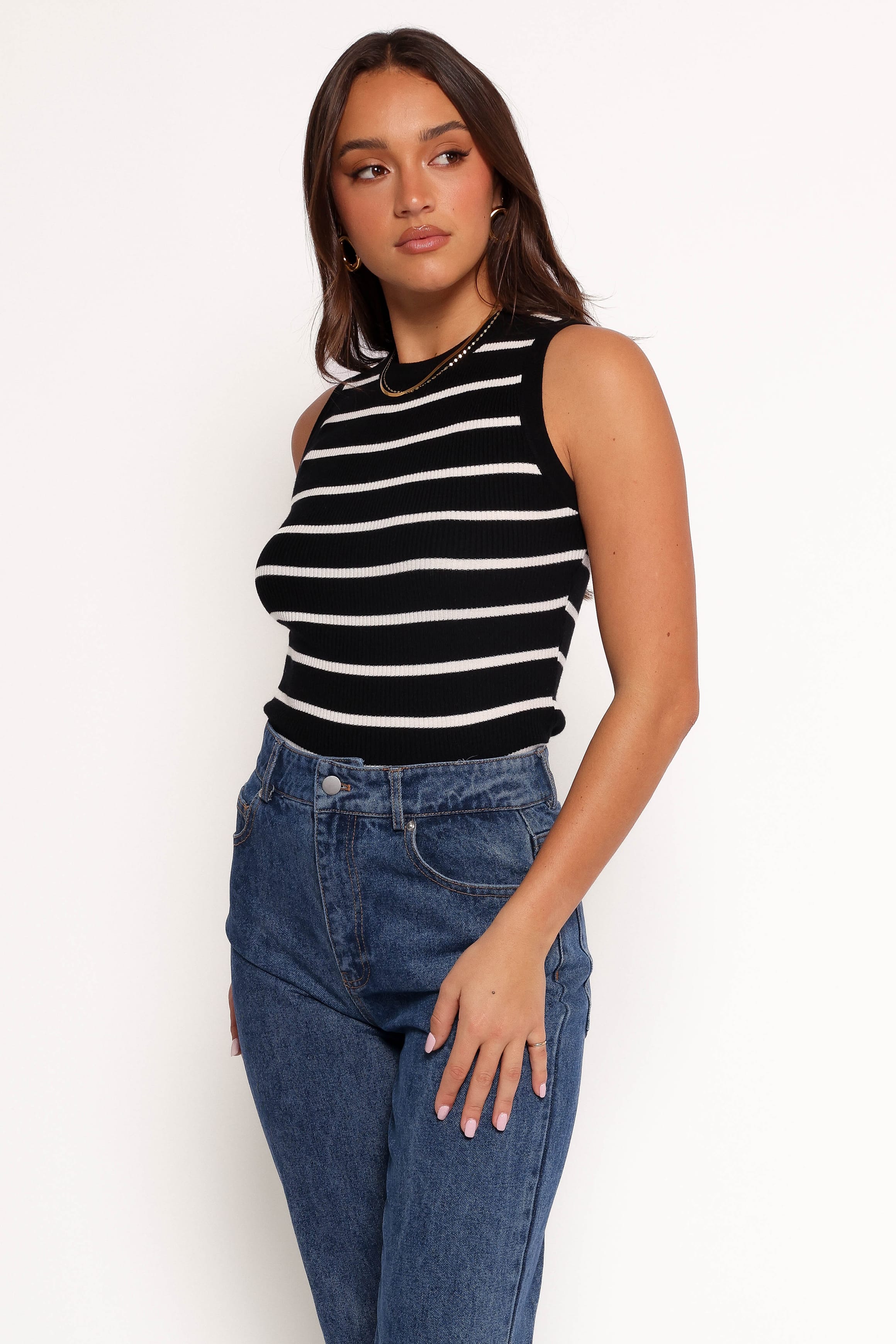 Margot Knit Top - Black Stripe - Image 5