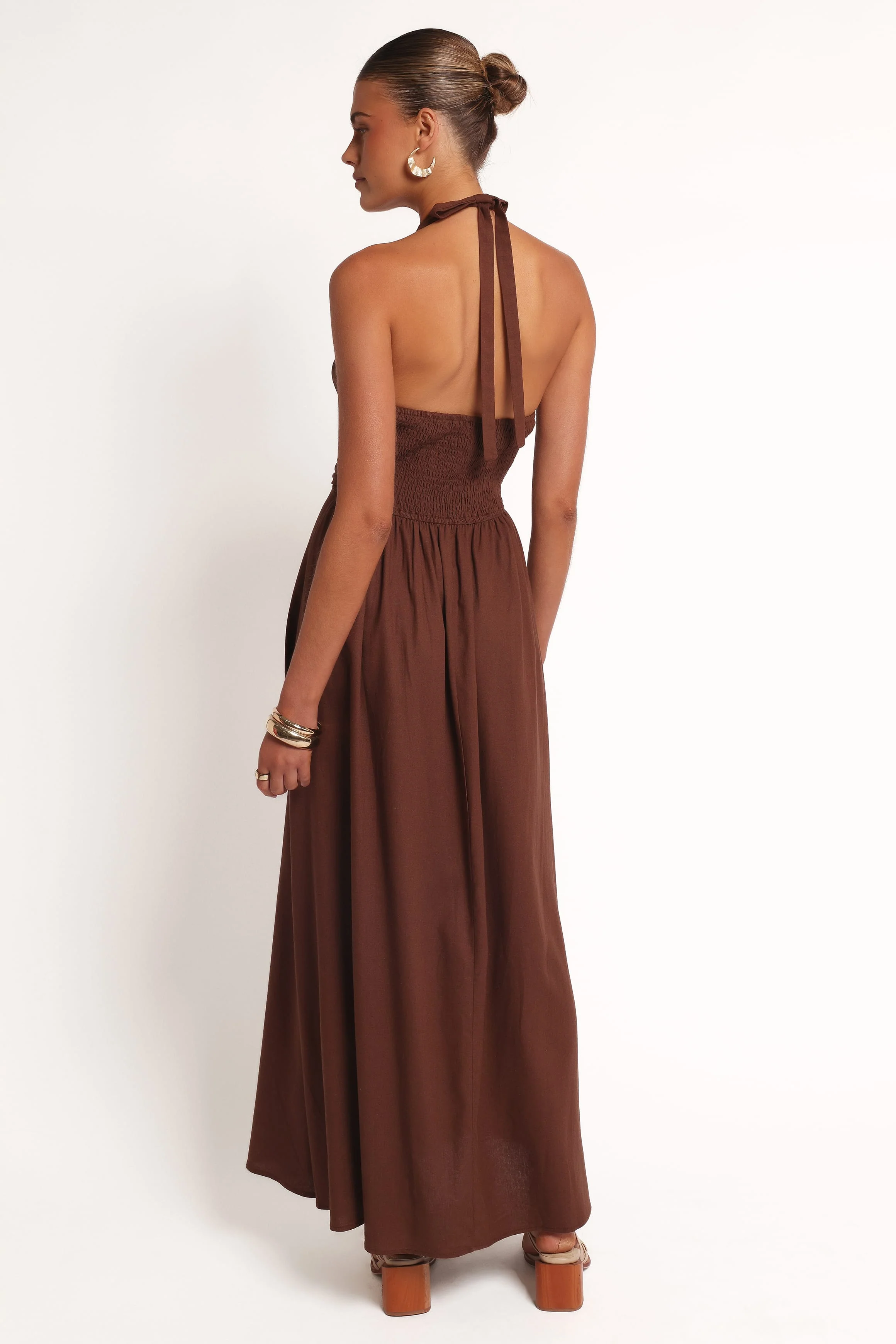 Marie Halterneck Maxi Dress - Chocolate - Image 4