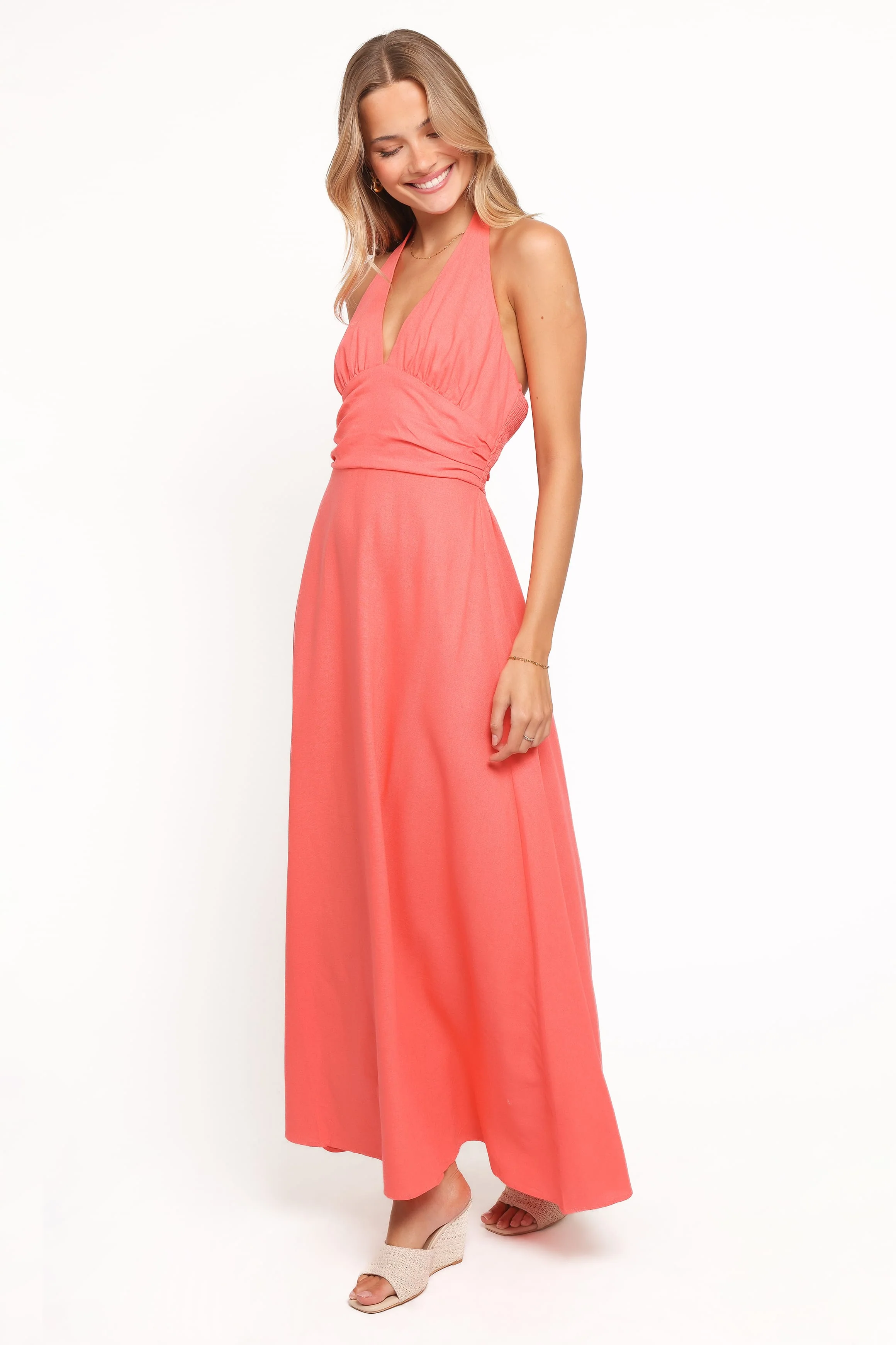 Marie Halterneck Maxi Dress - Coral - Image 3