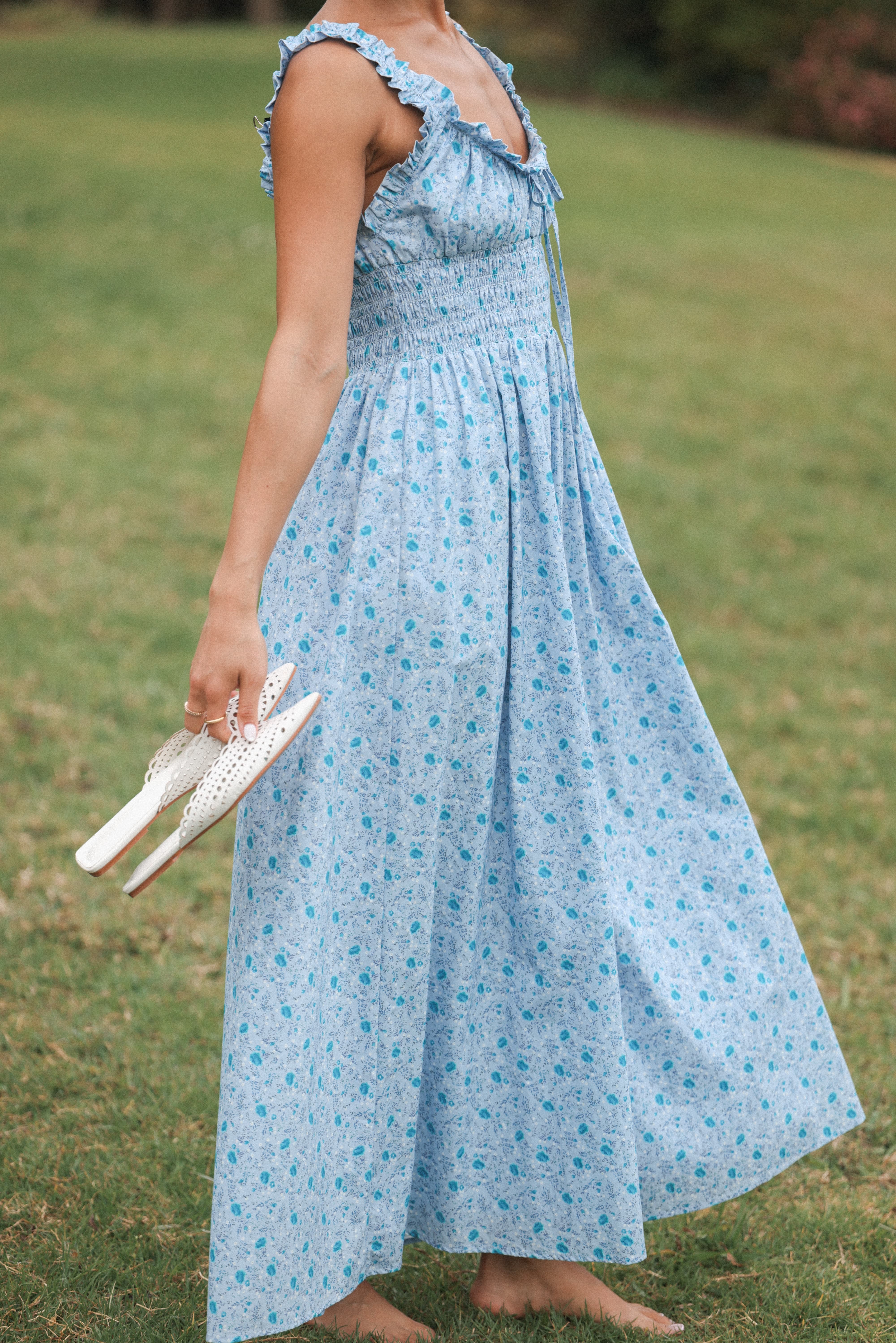 Marlena Midi Dress - Blue Floral - Image 8