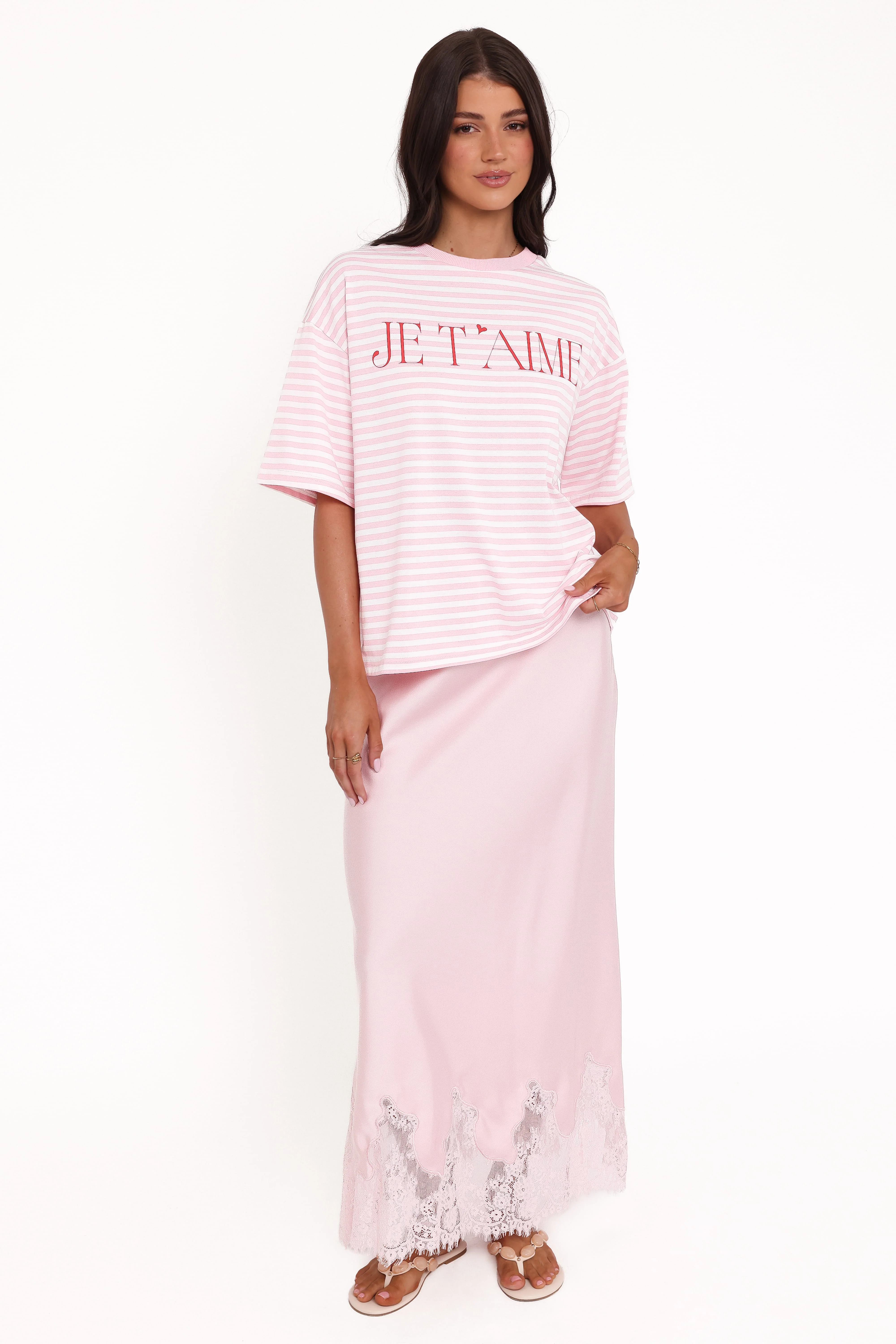 Marly Je T'Aime Tee - Pink Stripe - Image 2