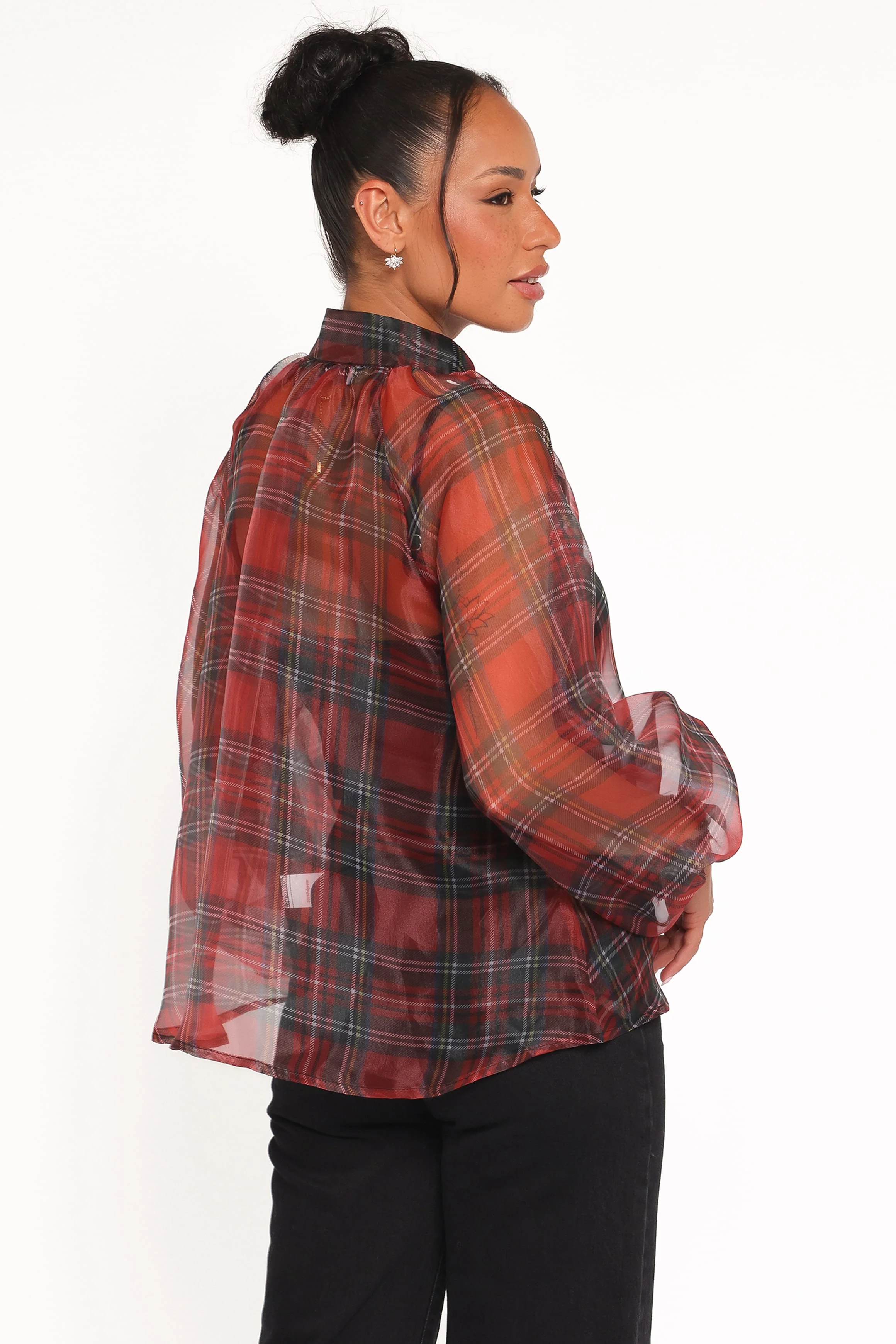 Marni Organza Top - Red Plaid - Image 5