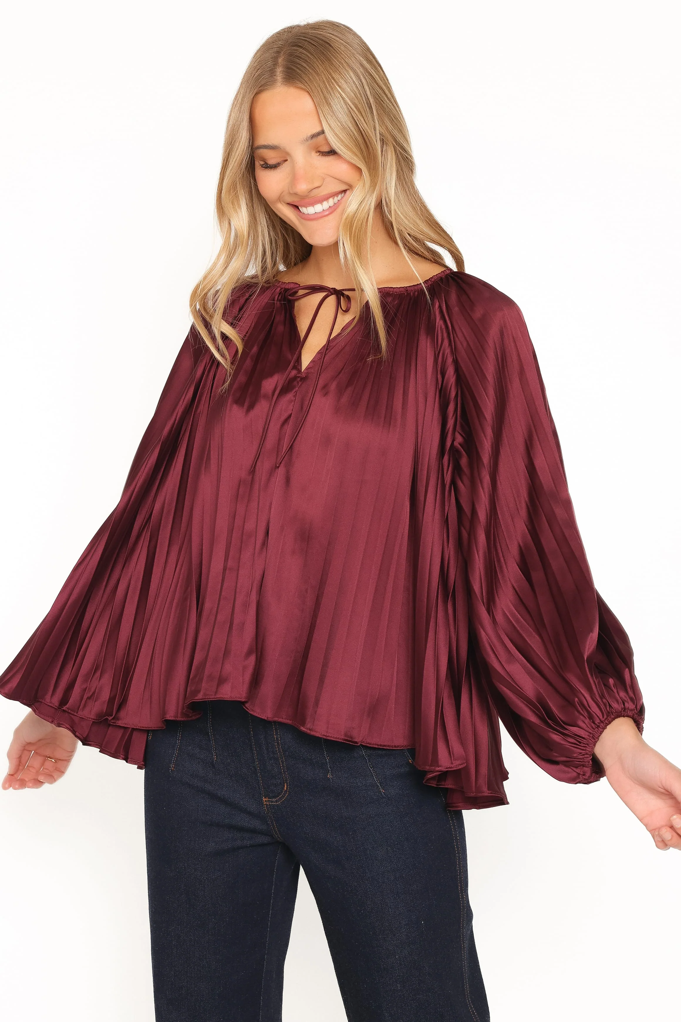 Marshall Pleated Top - Burgundy - Image 2