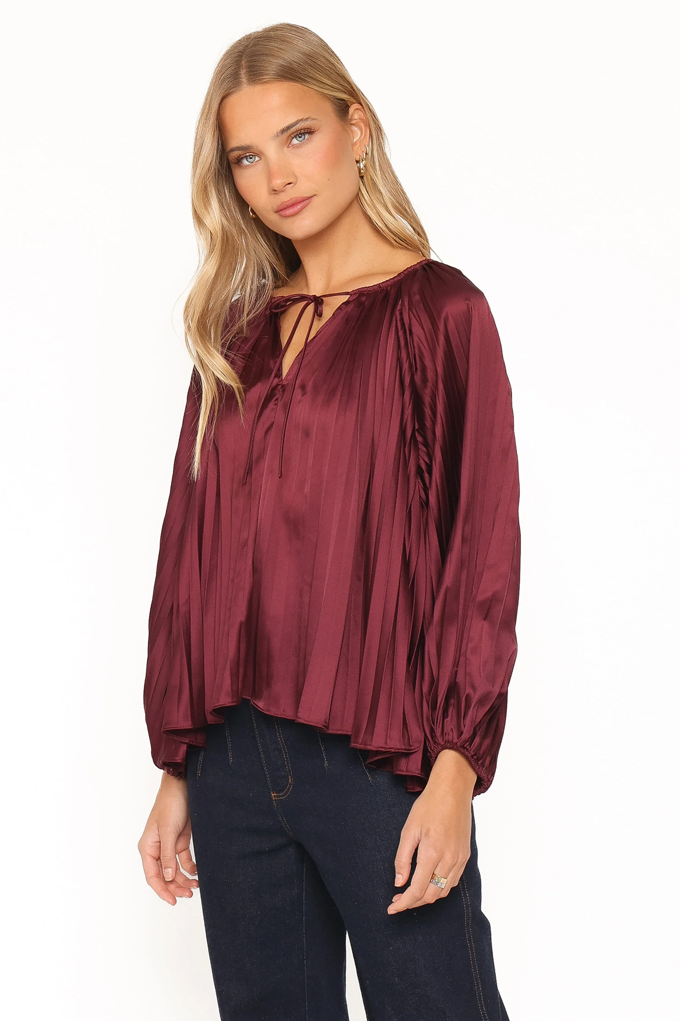 Marshall Pleated Top - Burgundy - Image 4