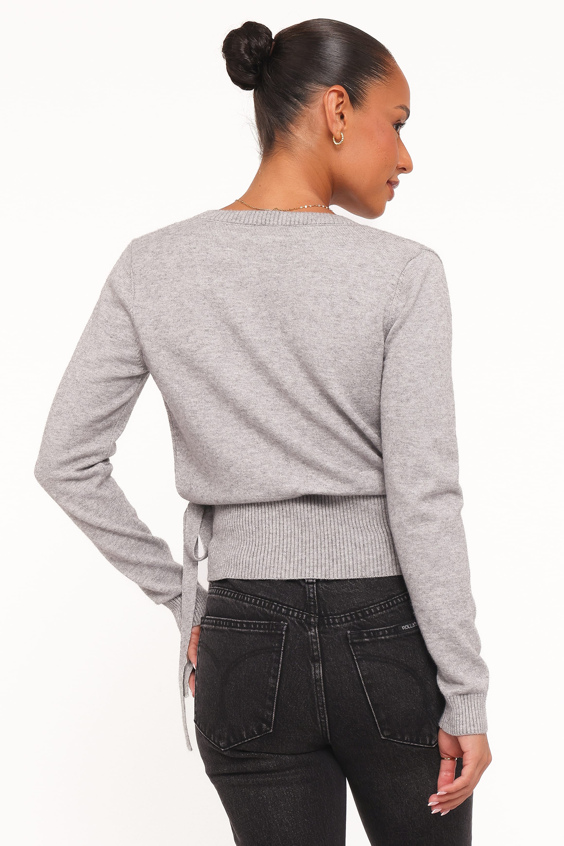Marshall Wrap Knit Sweater - Grey - Image 4