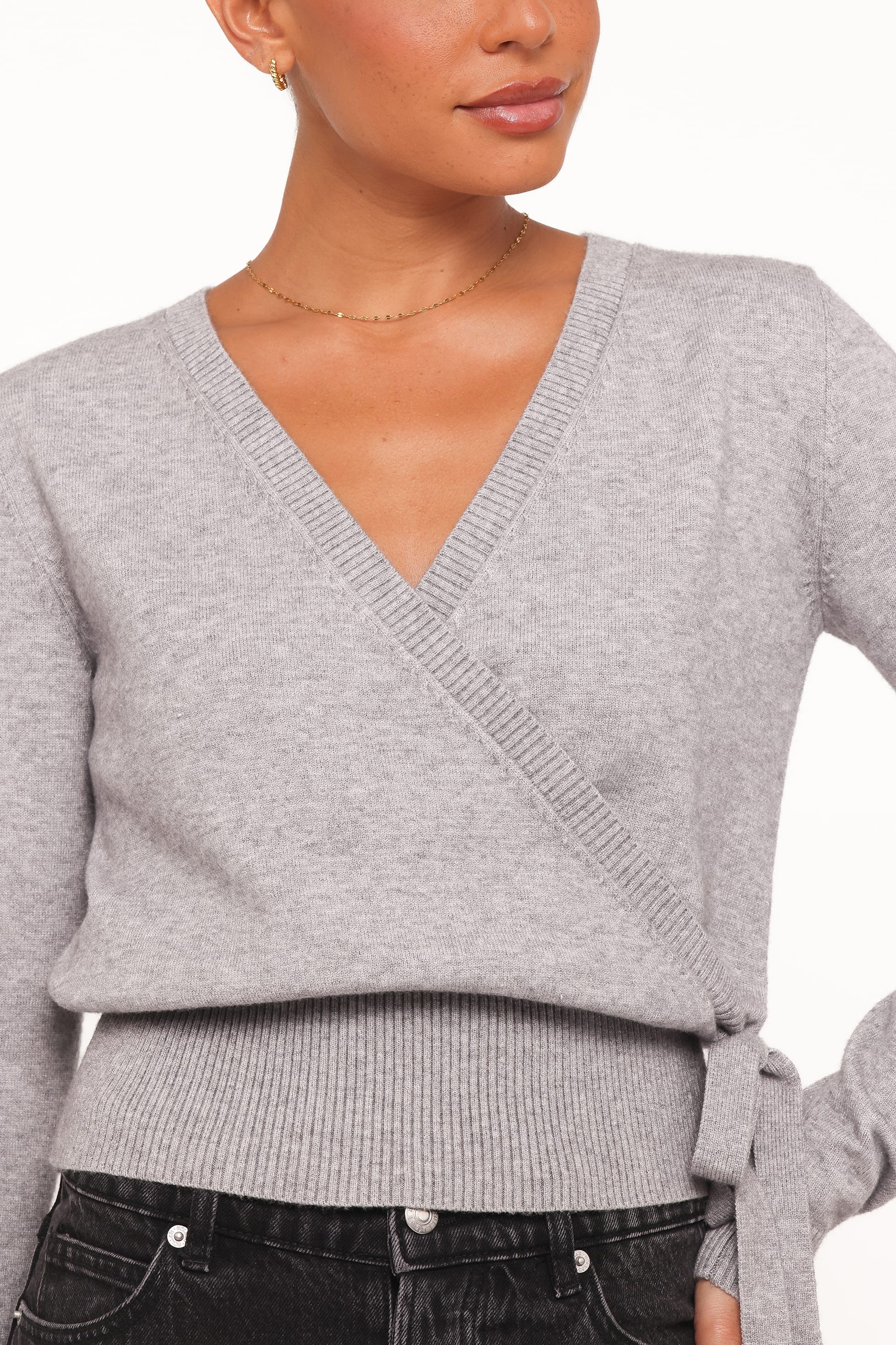 Marshall Wrap Knit Sweater - Grey - Image 6
