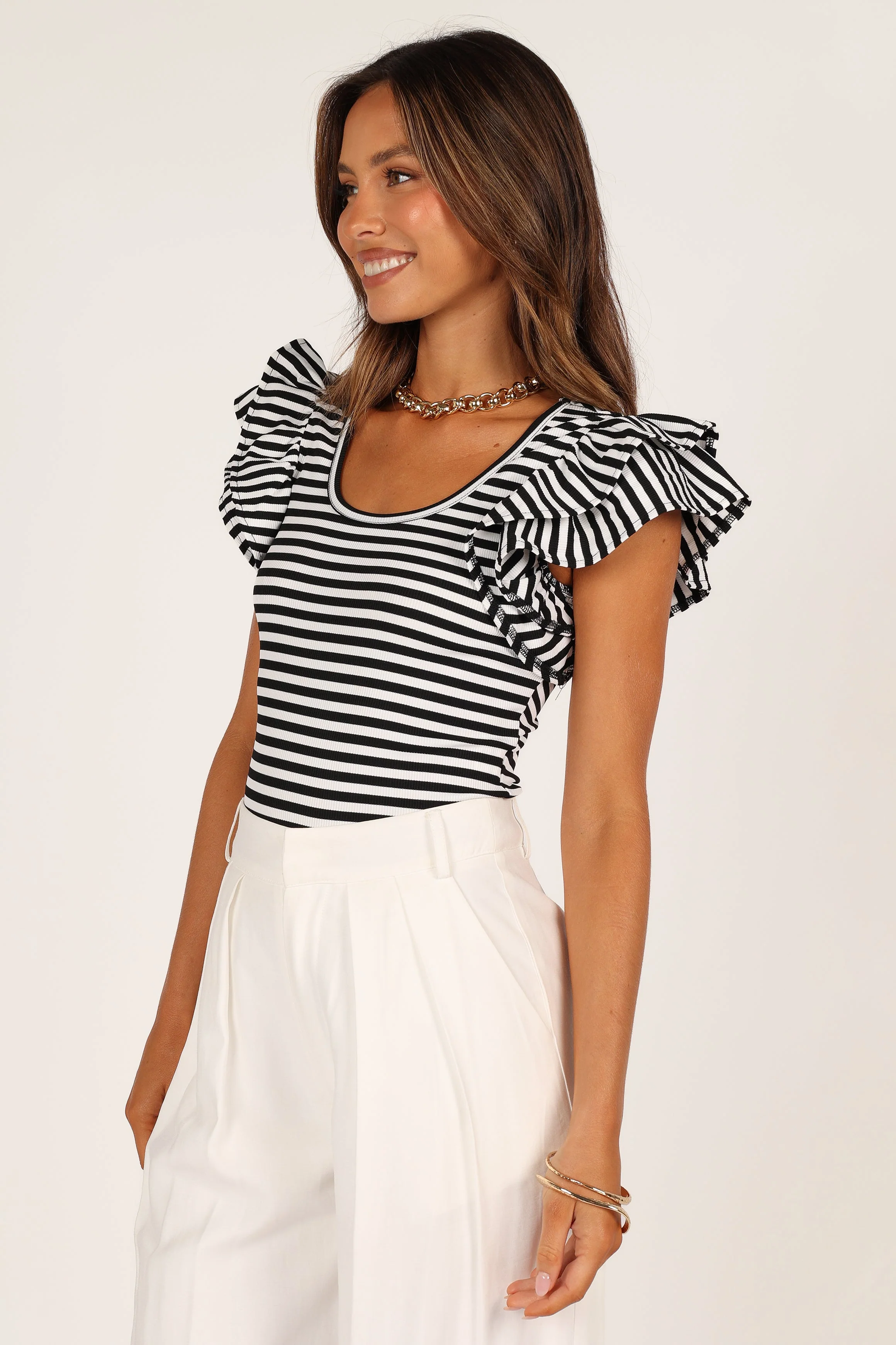 Martina Ribbed Top - Black Stripe - Image 4