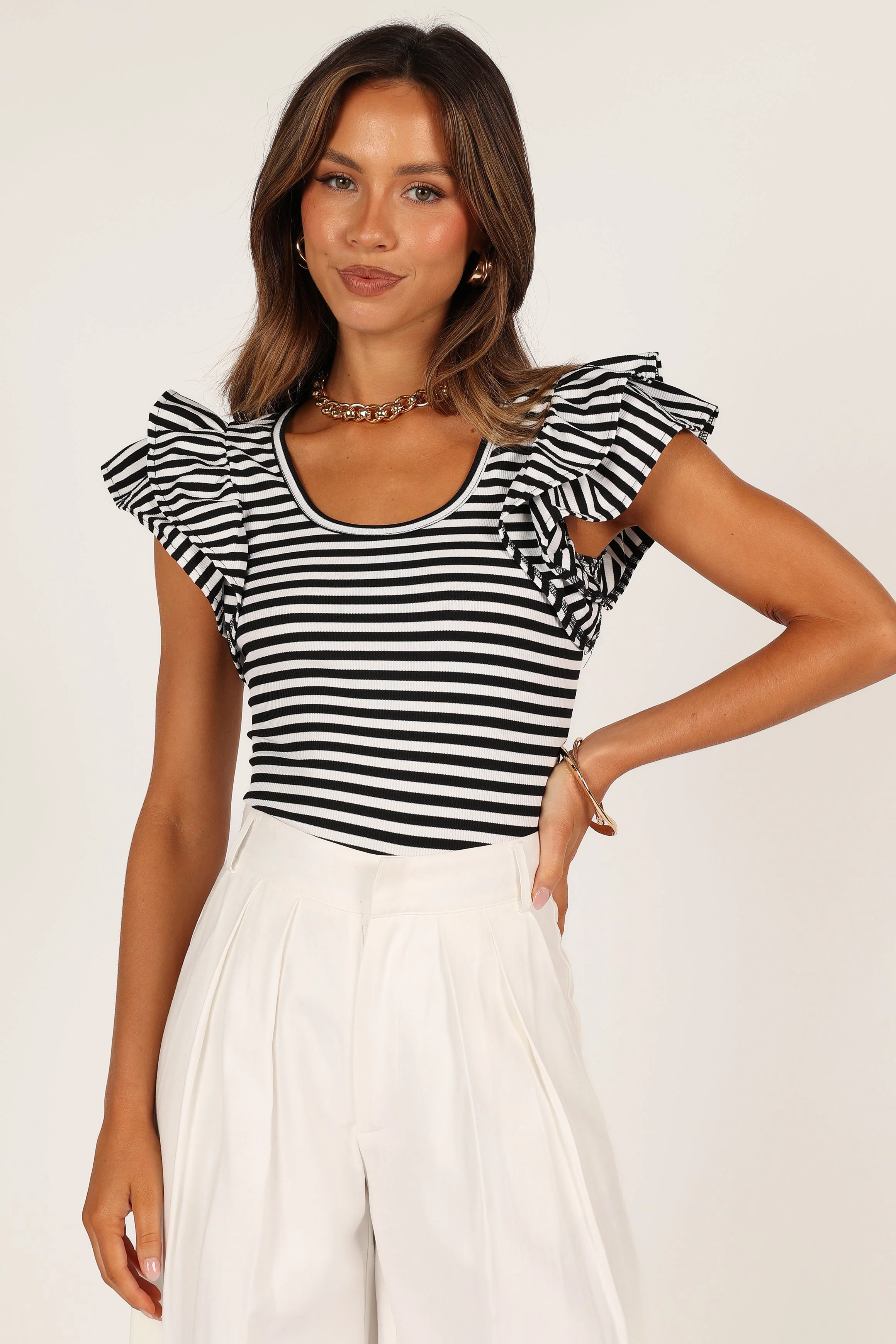 Martina Ribbed Top - Black Stripe - Image 7