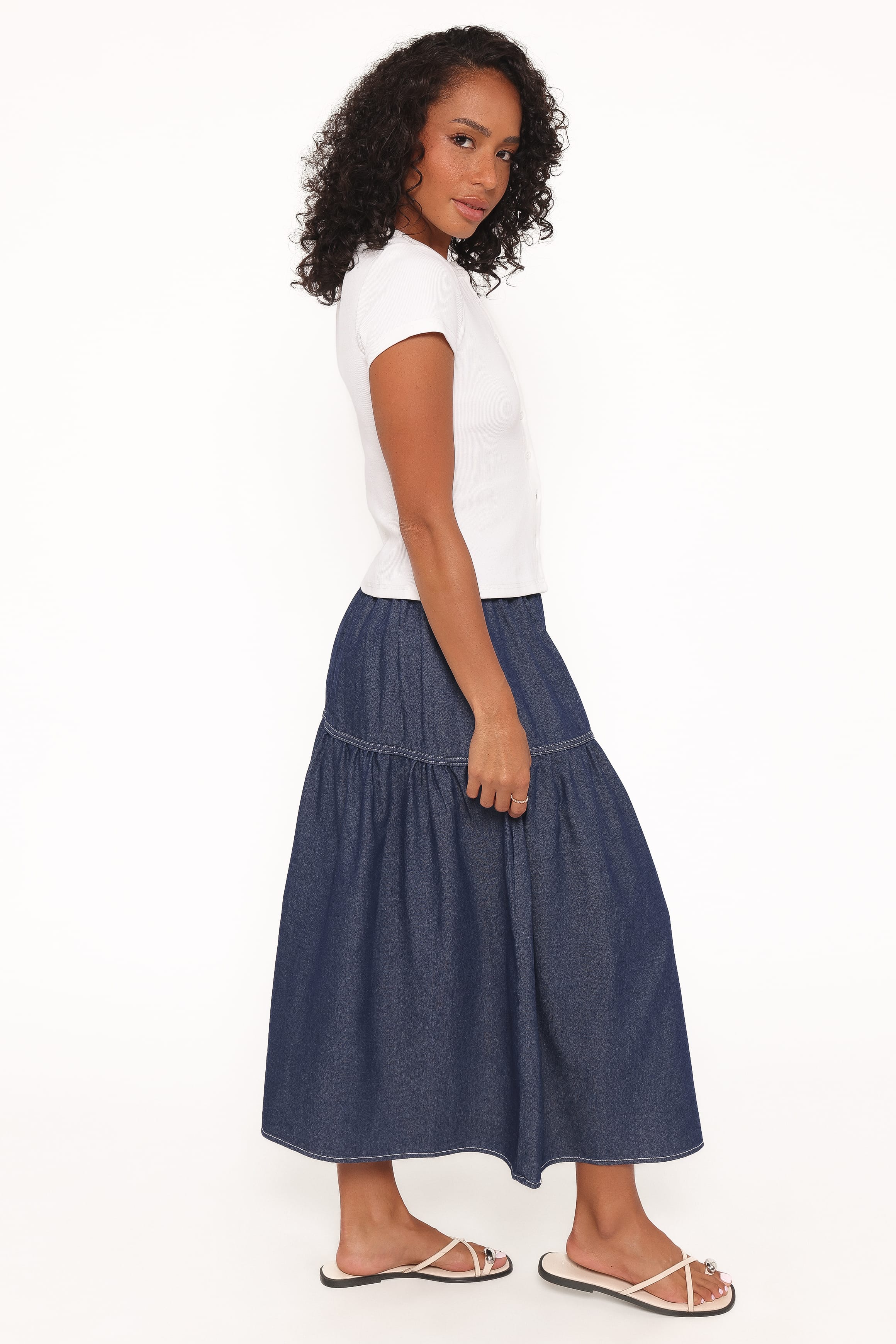 Meadow Midi Denim Skirt - Dark Wash - Image 4