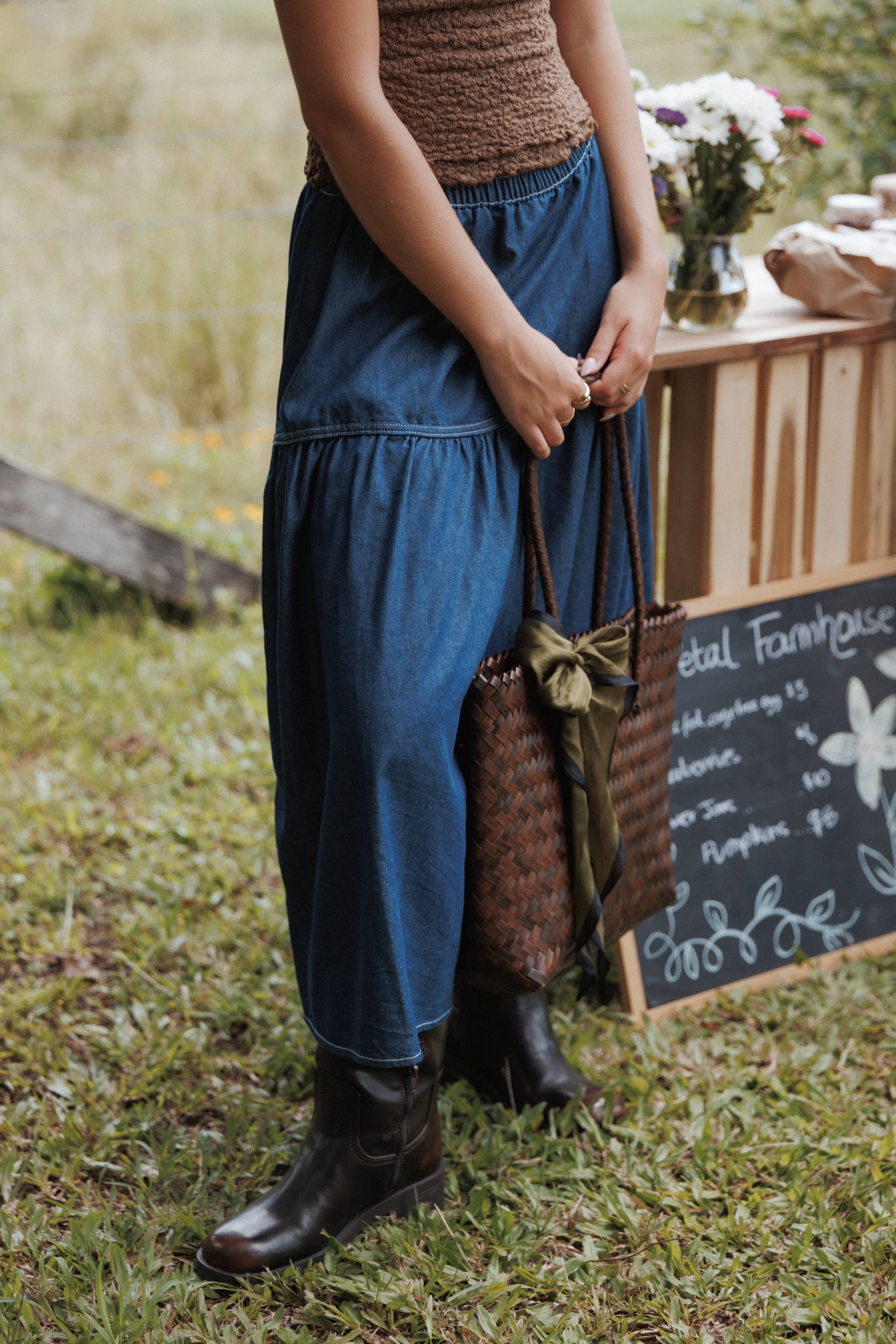 Meadow Midi Denim Skirt - Dark Wash - Image 8