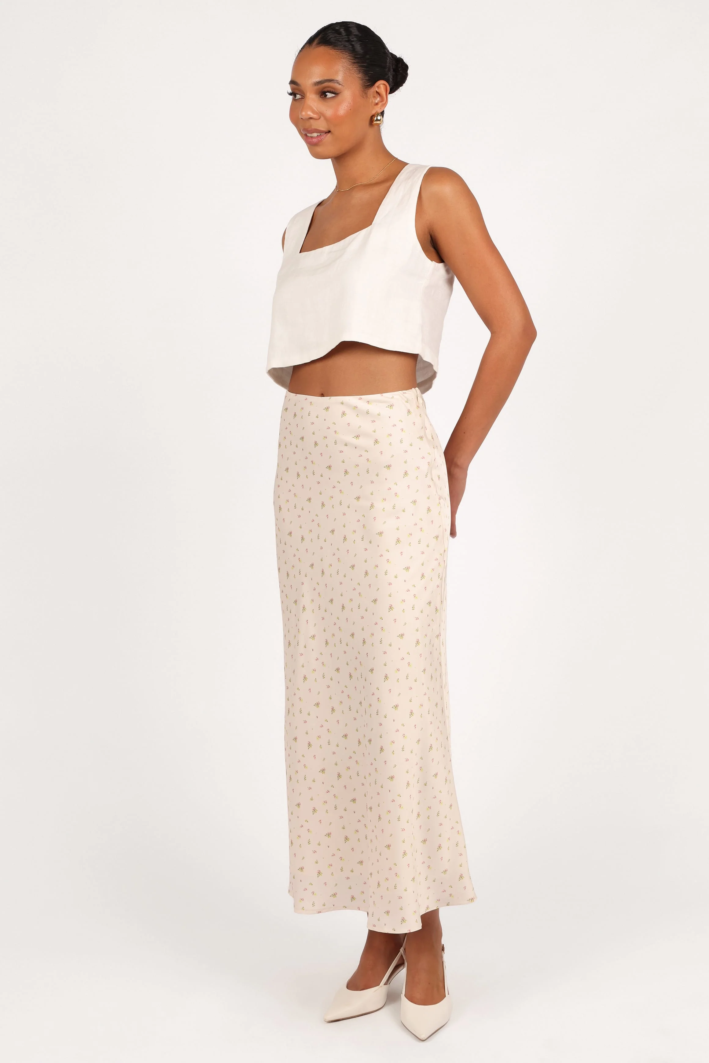 Mei Satin Midi Skirt - Tiny Blooms - Image 5
