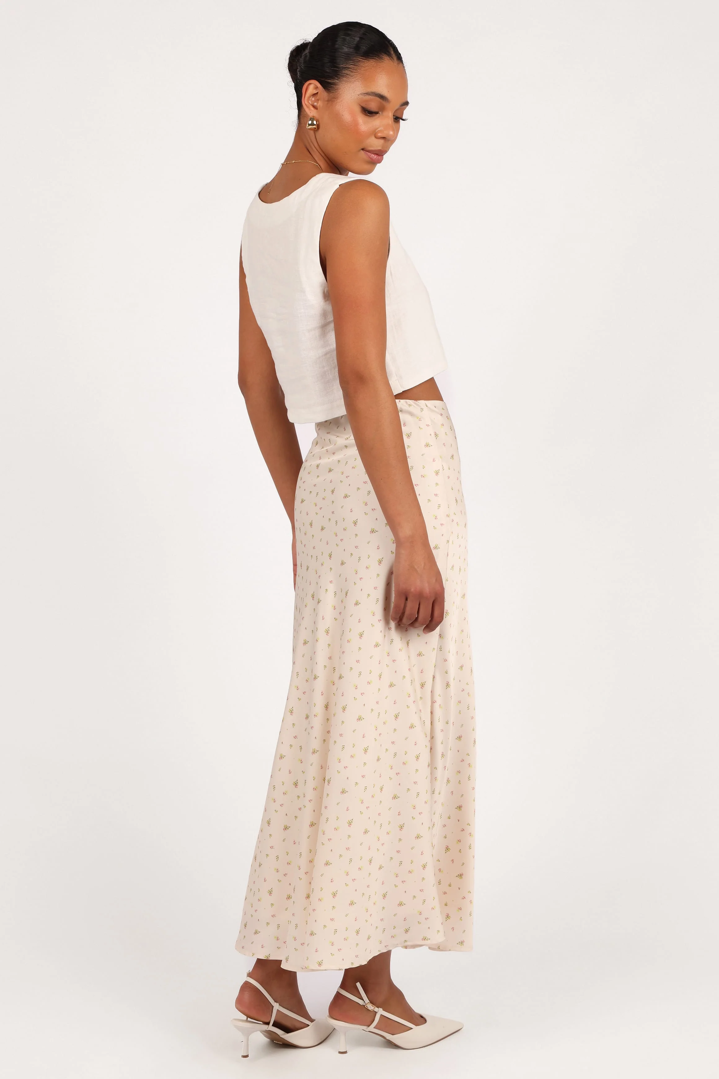 Mei Satin Midi Skirt - Tiny Blooms - Image 6