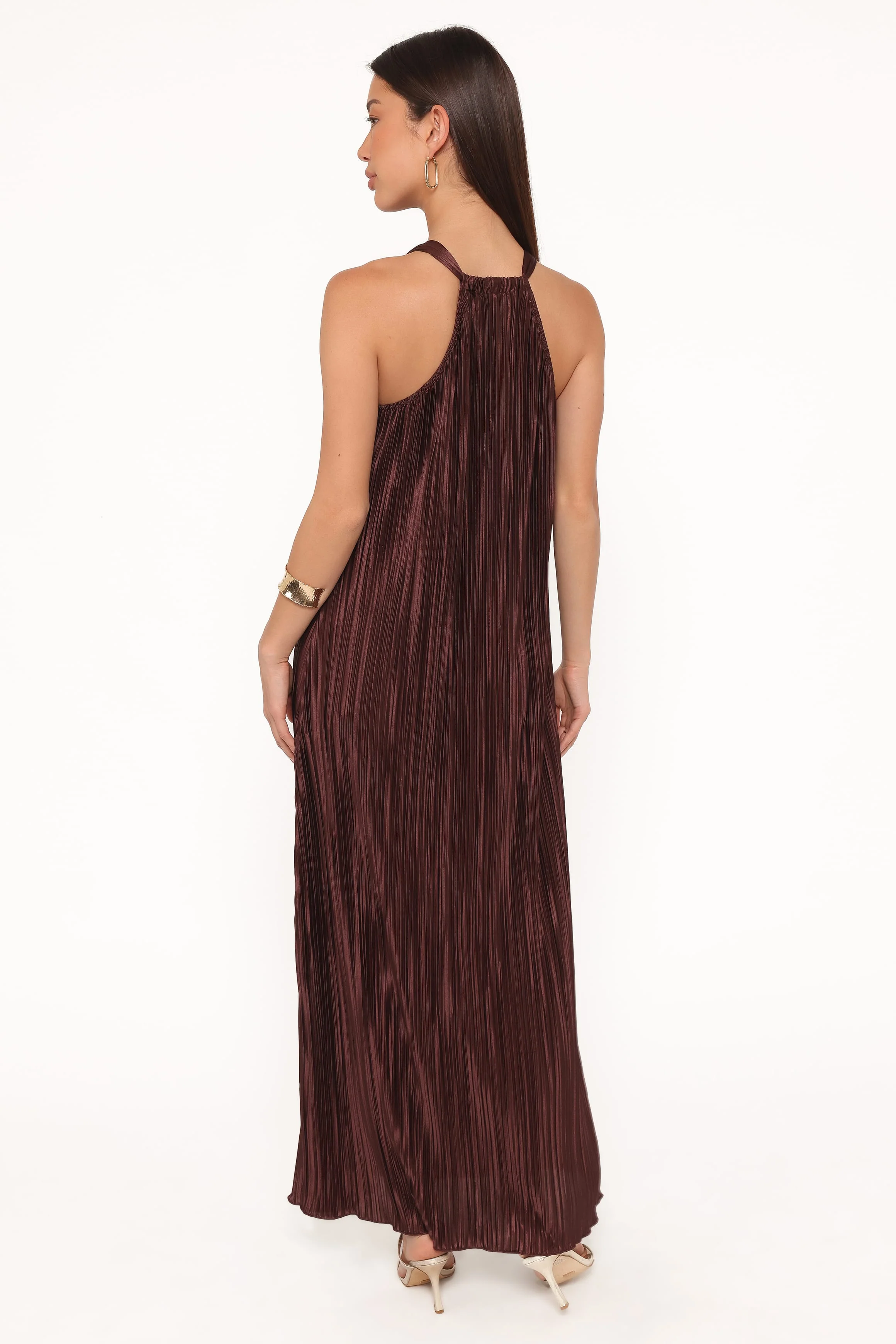 Melody Plisse Halter Maxi Dress - Brown - Image 5