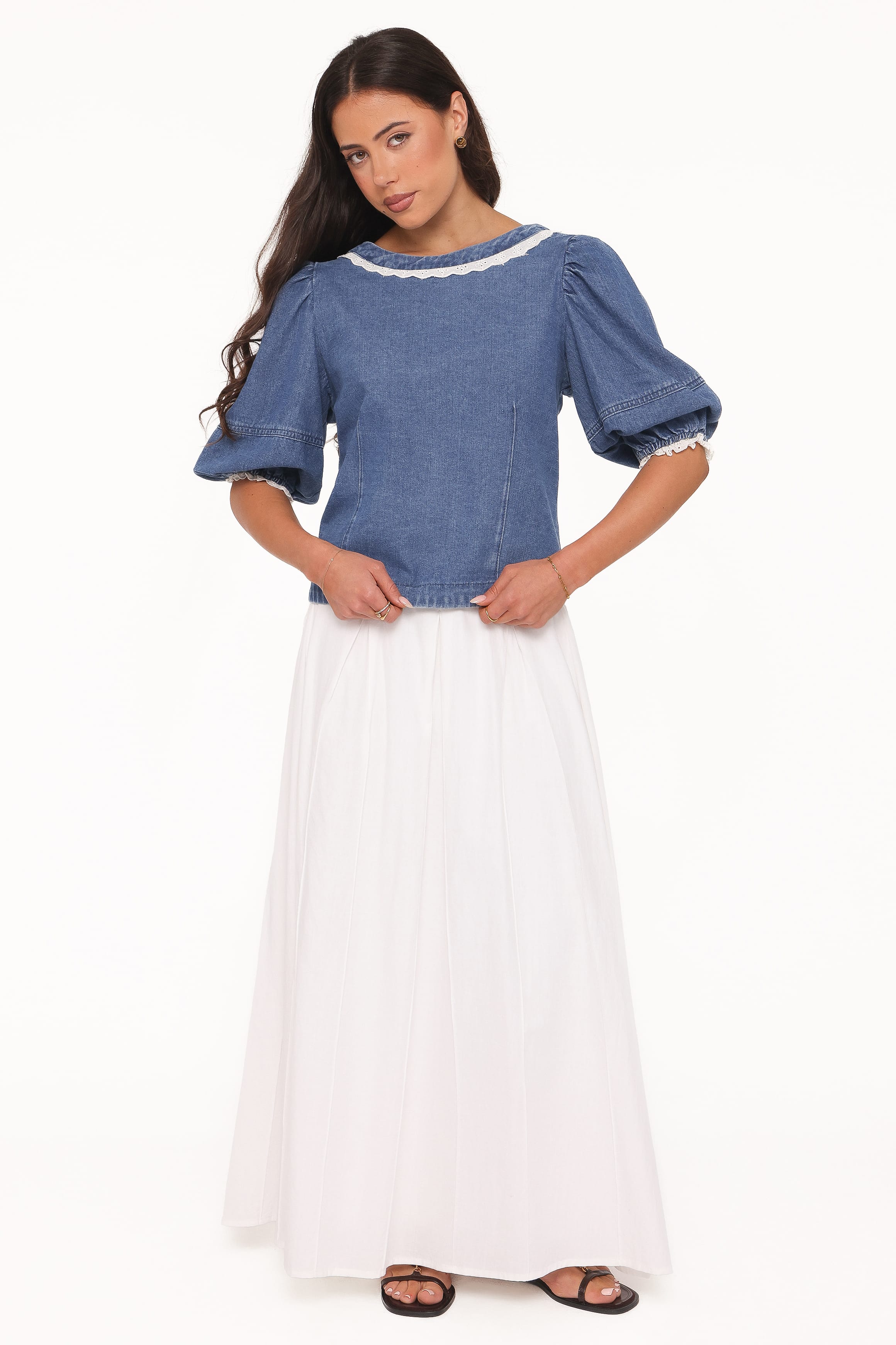 Merli Denim Open Back Top - Blue Medium Wash - Image 5