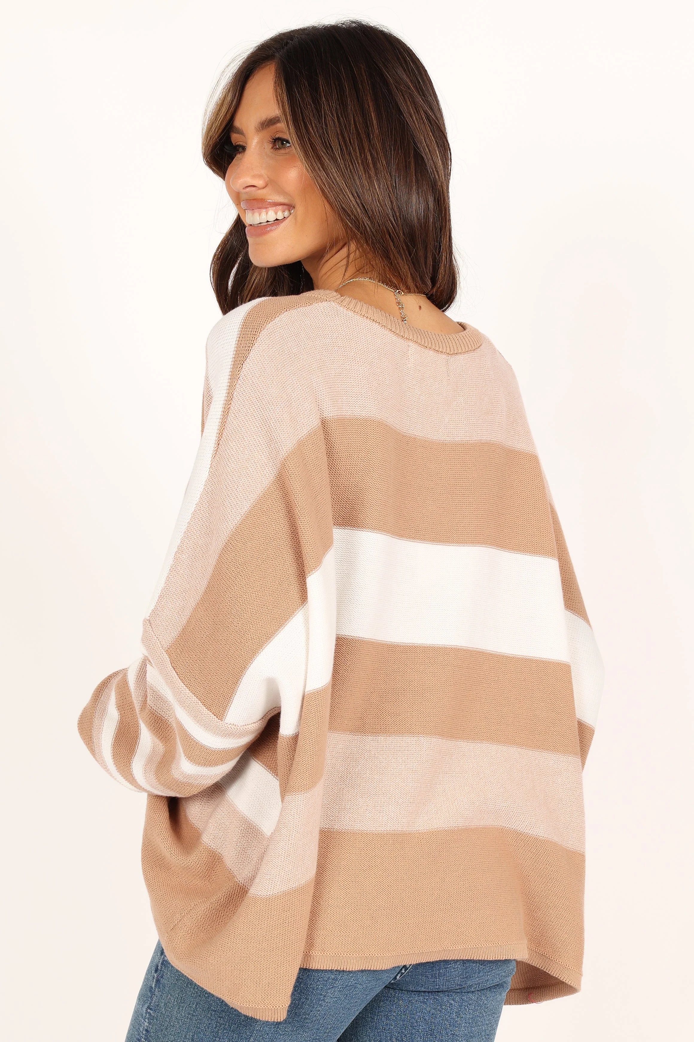 Michelle Knit Sweater - Beige Stripe - Image 6