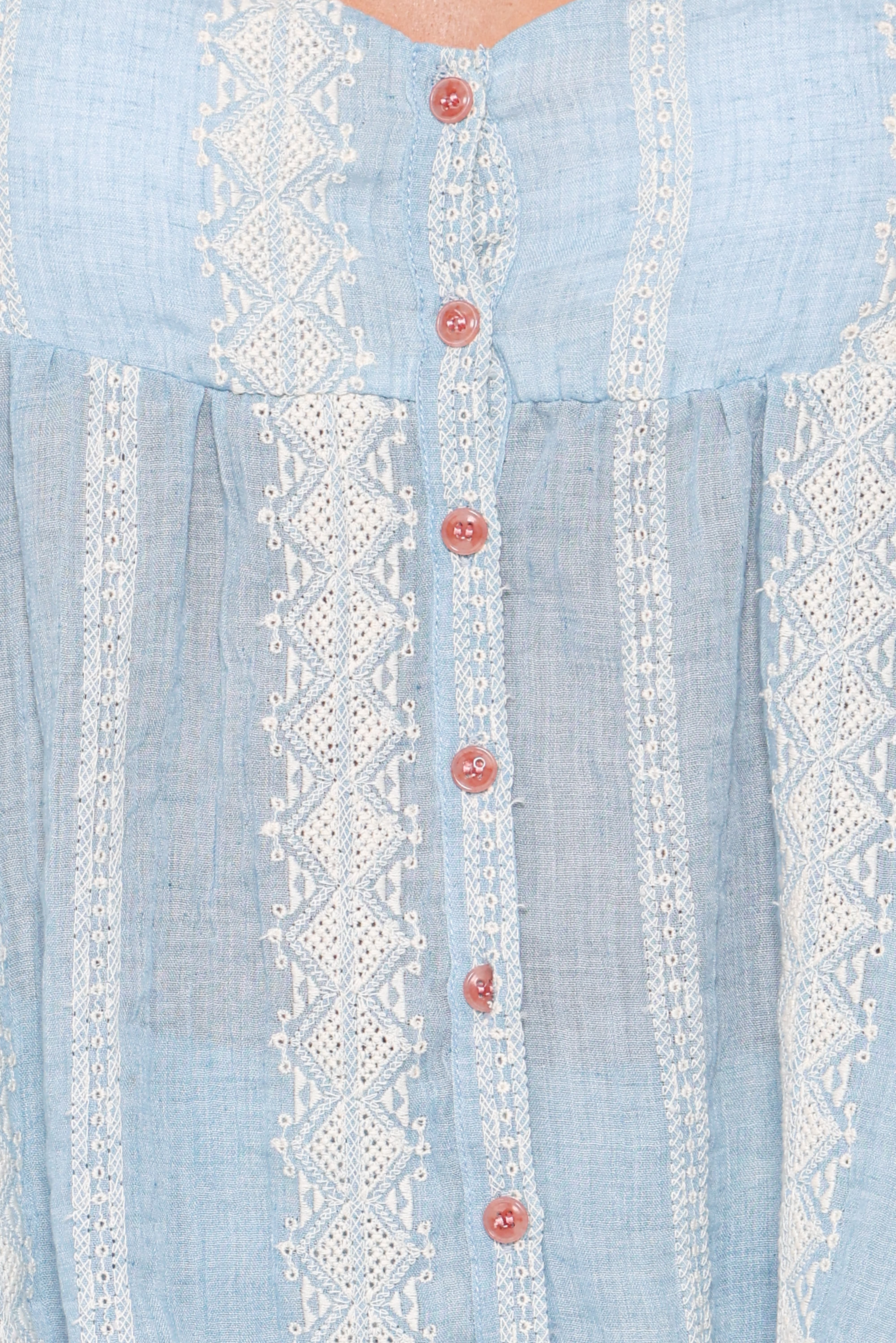 Mila Embroidered Pant Set - Light Blue - Image 7