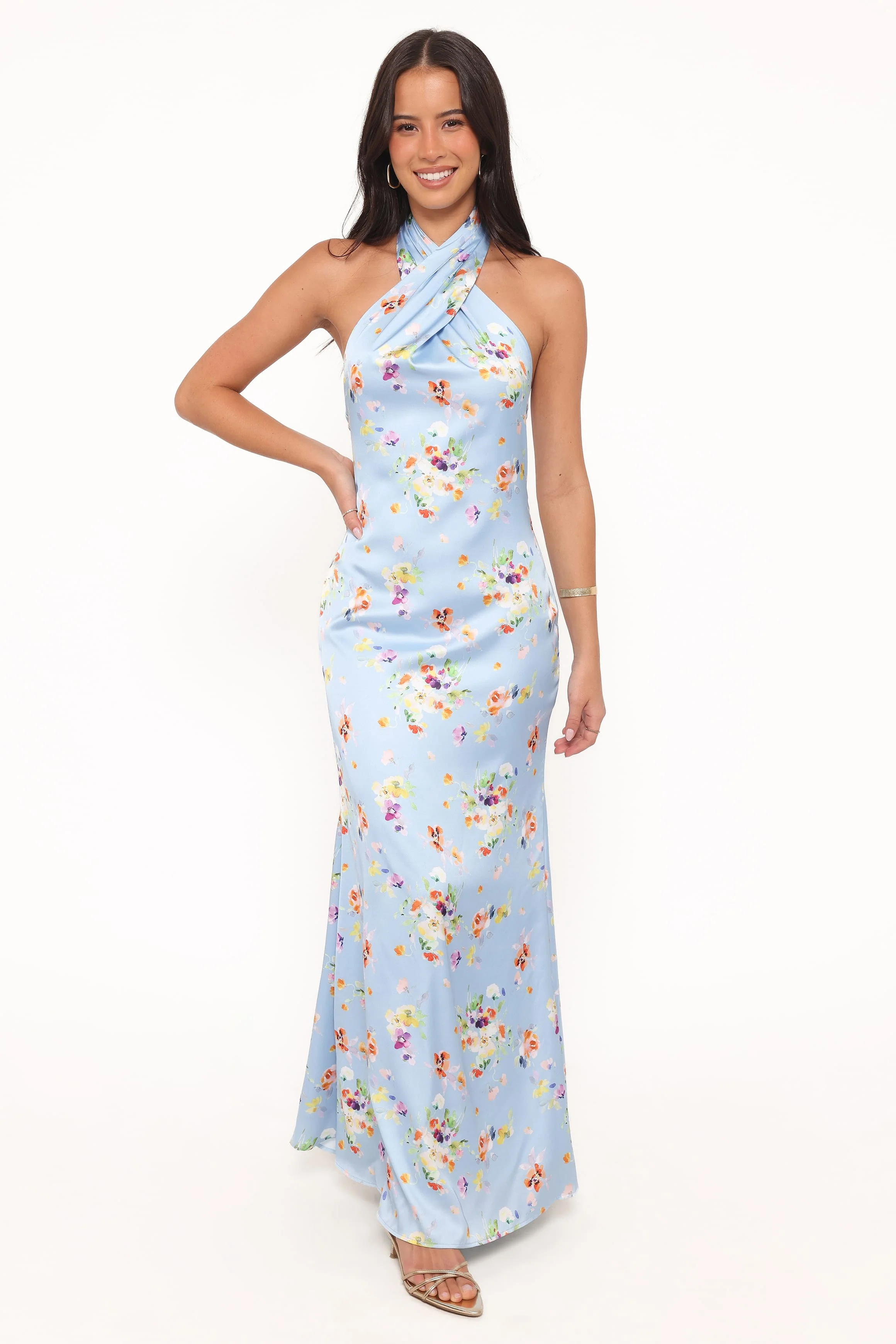 Mila Halterneck Maxi Dress - Cornflower Blue Floral - Image 6