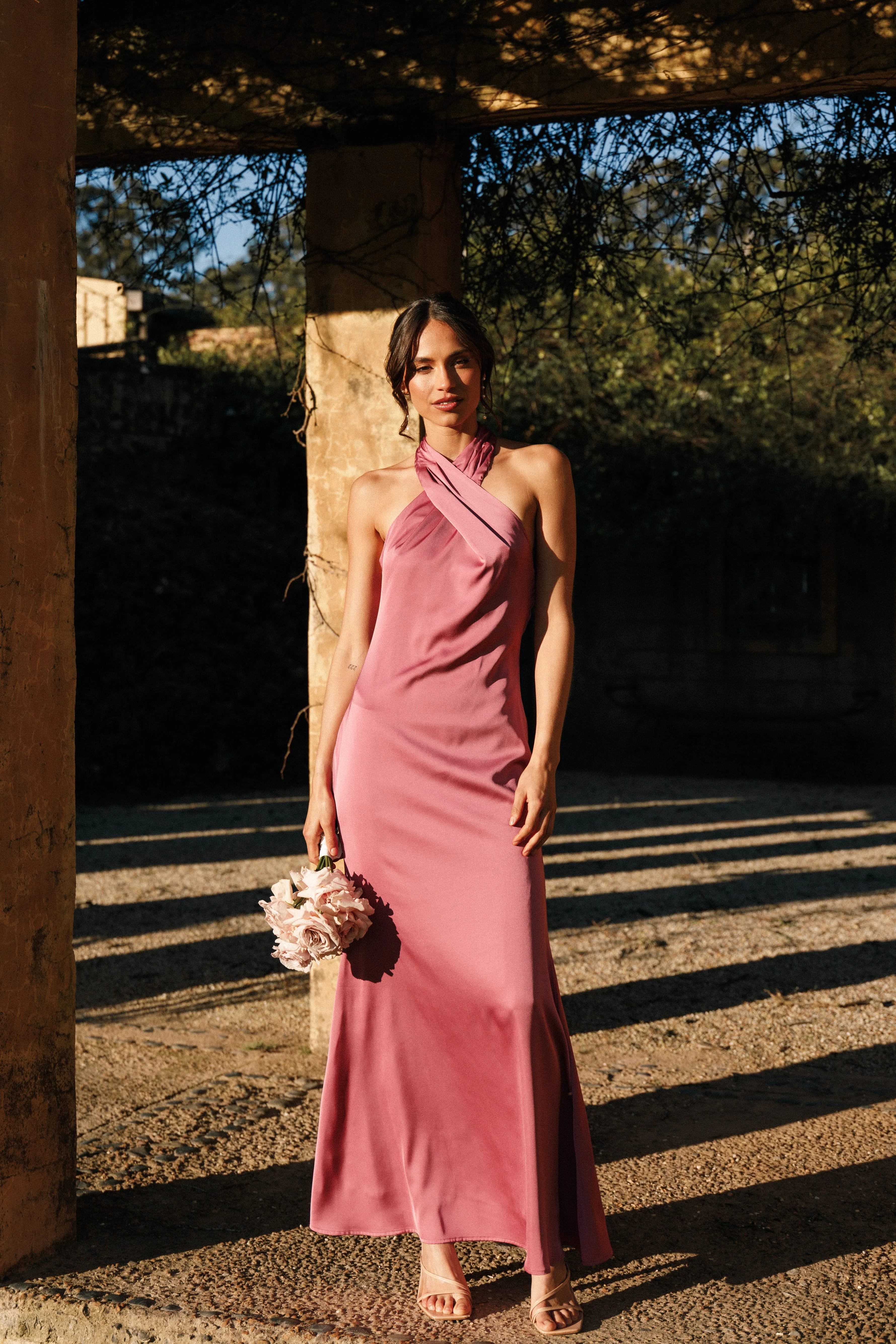 Mila Halterneck Maxi Dress - Dark Rose - Image 9