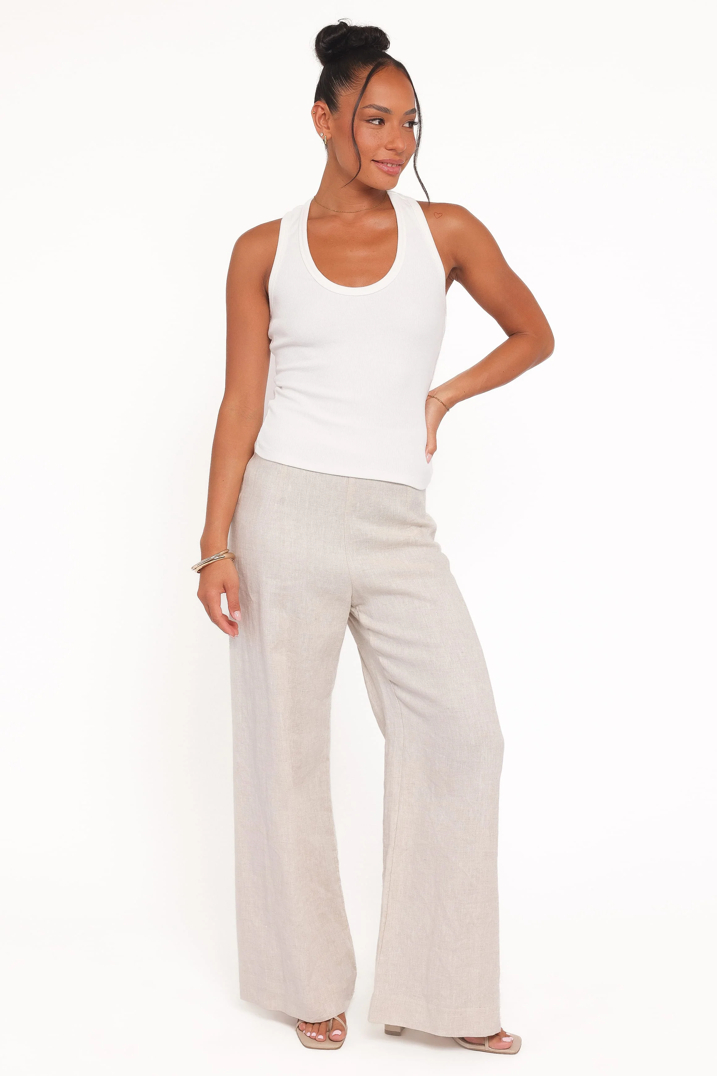 Miles Racerback Rib Knit Tank Top - White - Image 7