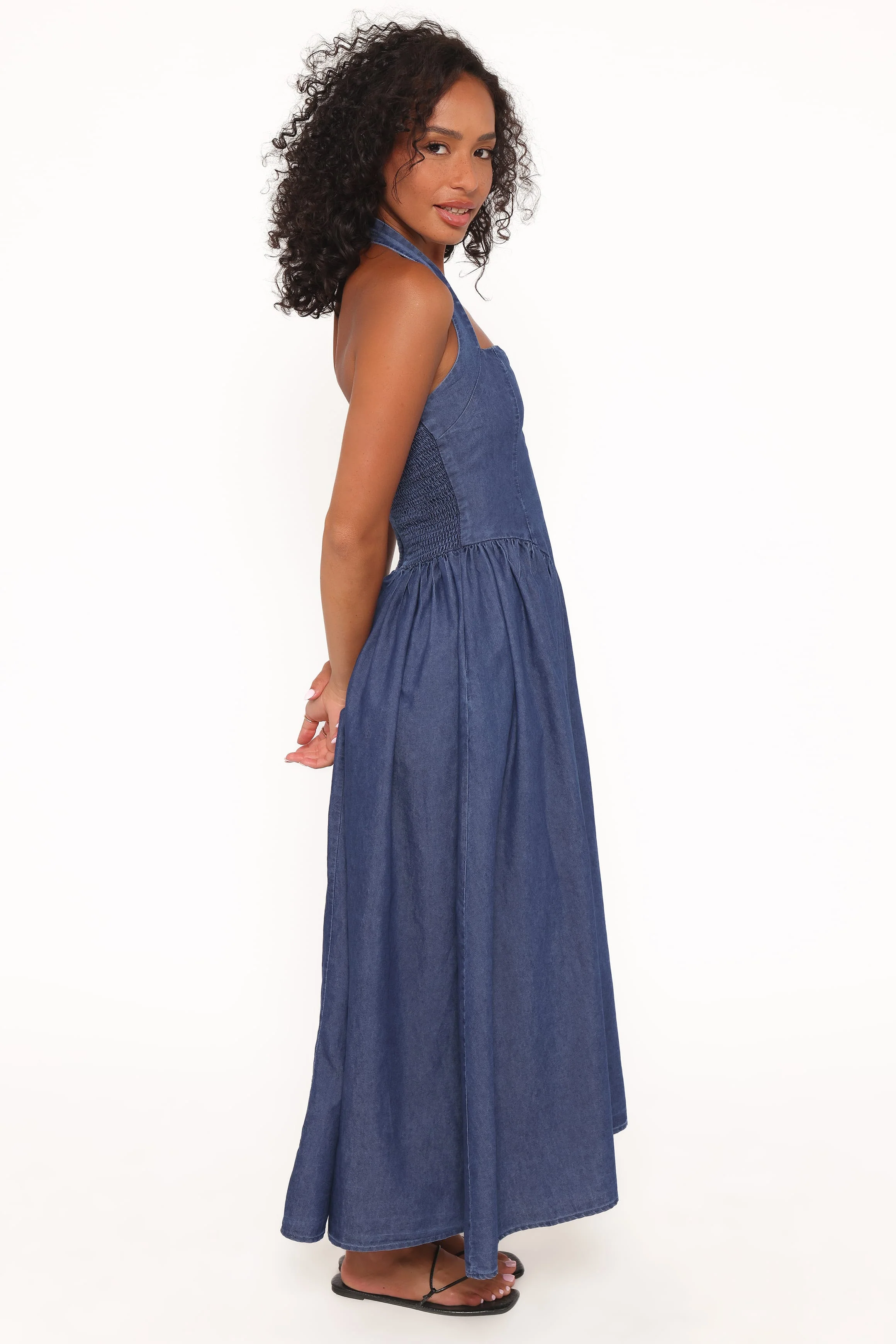 Milford Halterneck Midi Dress - Dark Denim - Image 4