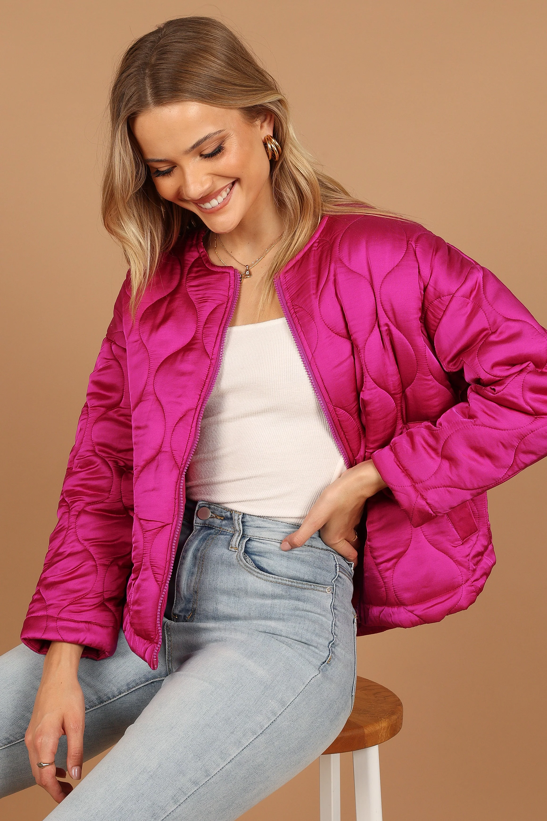 Millie Quilted Jacket - Berry - Image 8