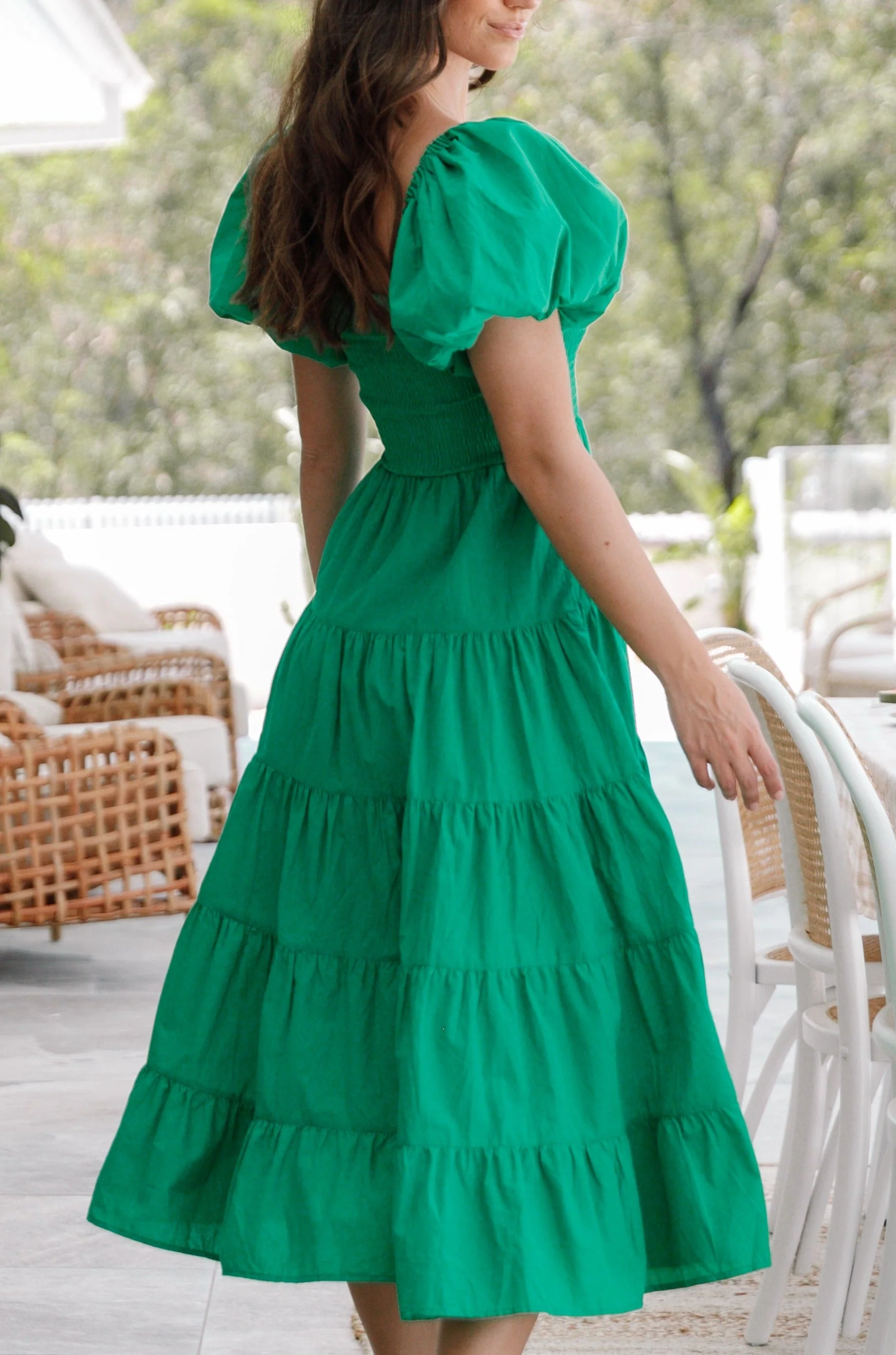 Morgan Tiered Dress - Green - Image 2