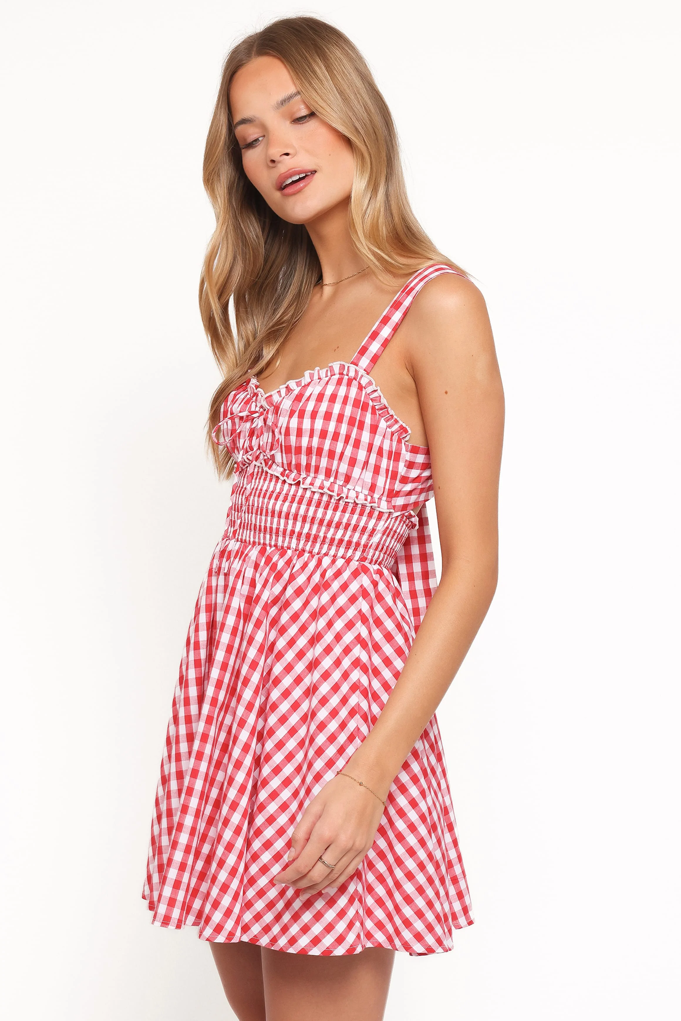 Naima Mini Dress - Red Gingham - Image 4