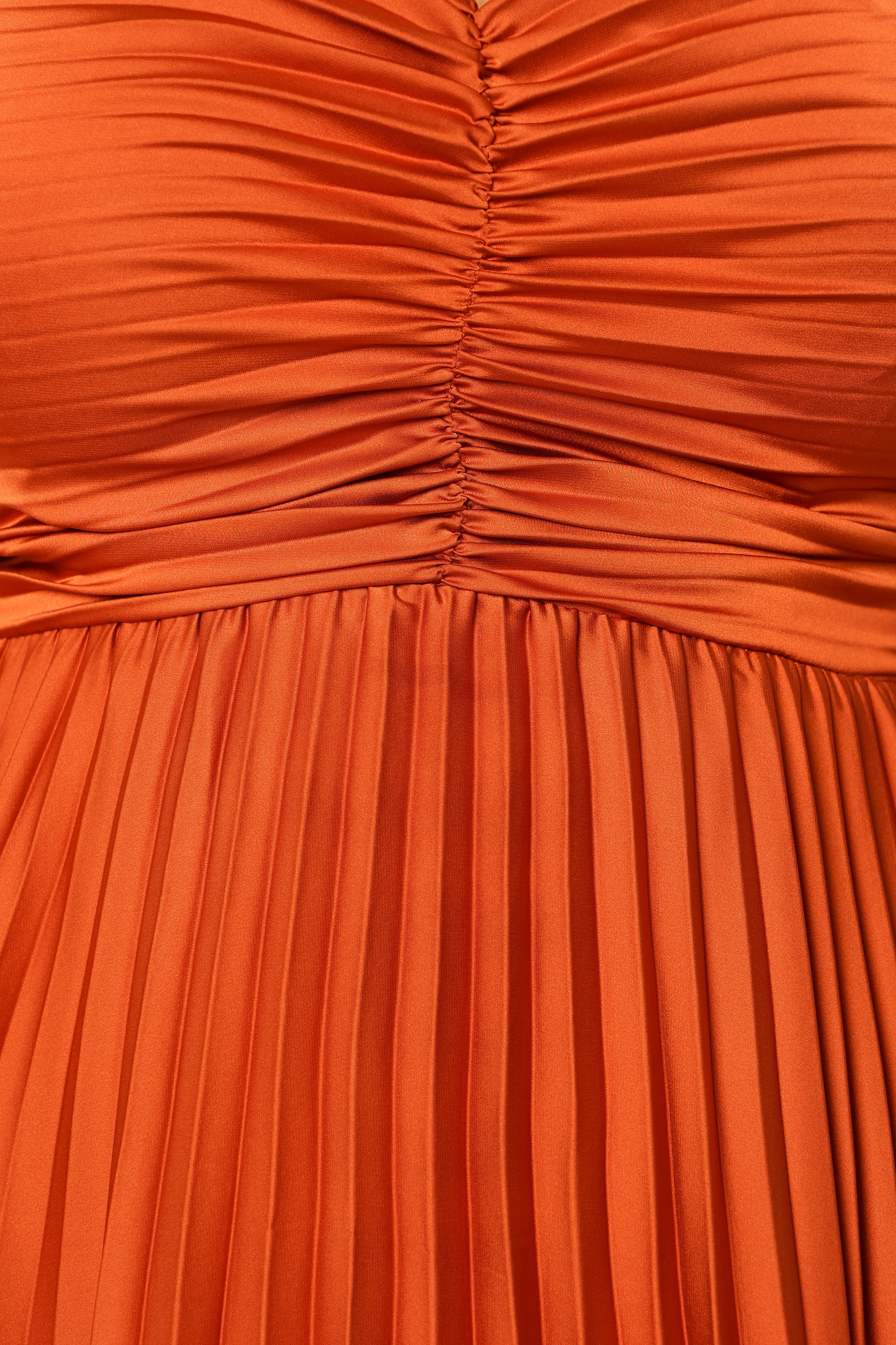 Naira Pleated Maxi Dress - Sunset Orange - Image 12