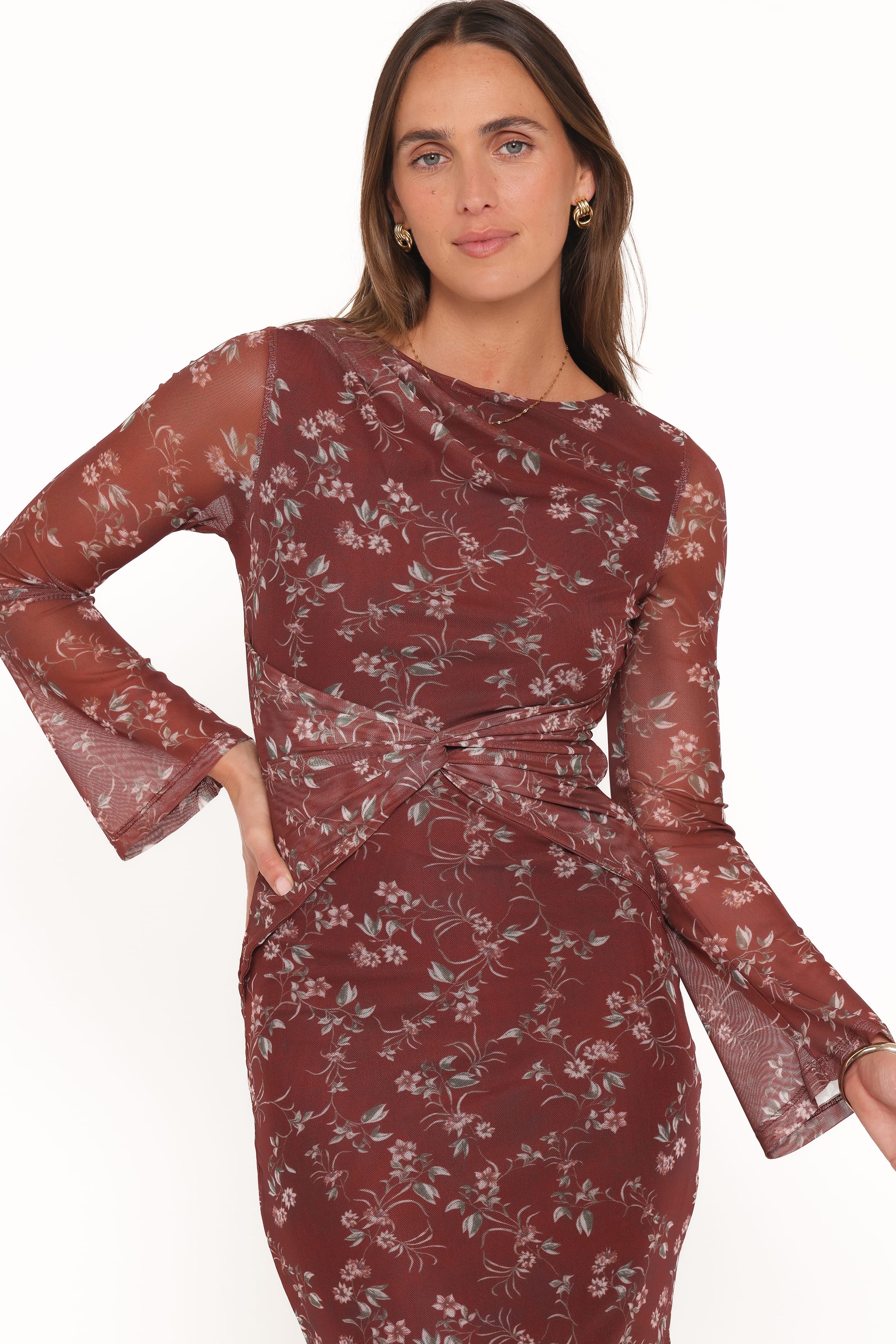 Nash Long Sleeve Dress - Rust Floral - Image 3