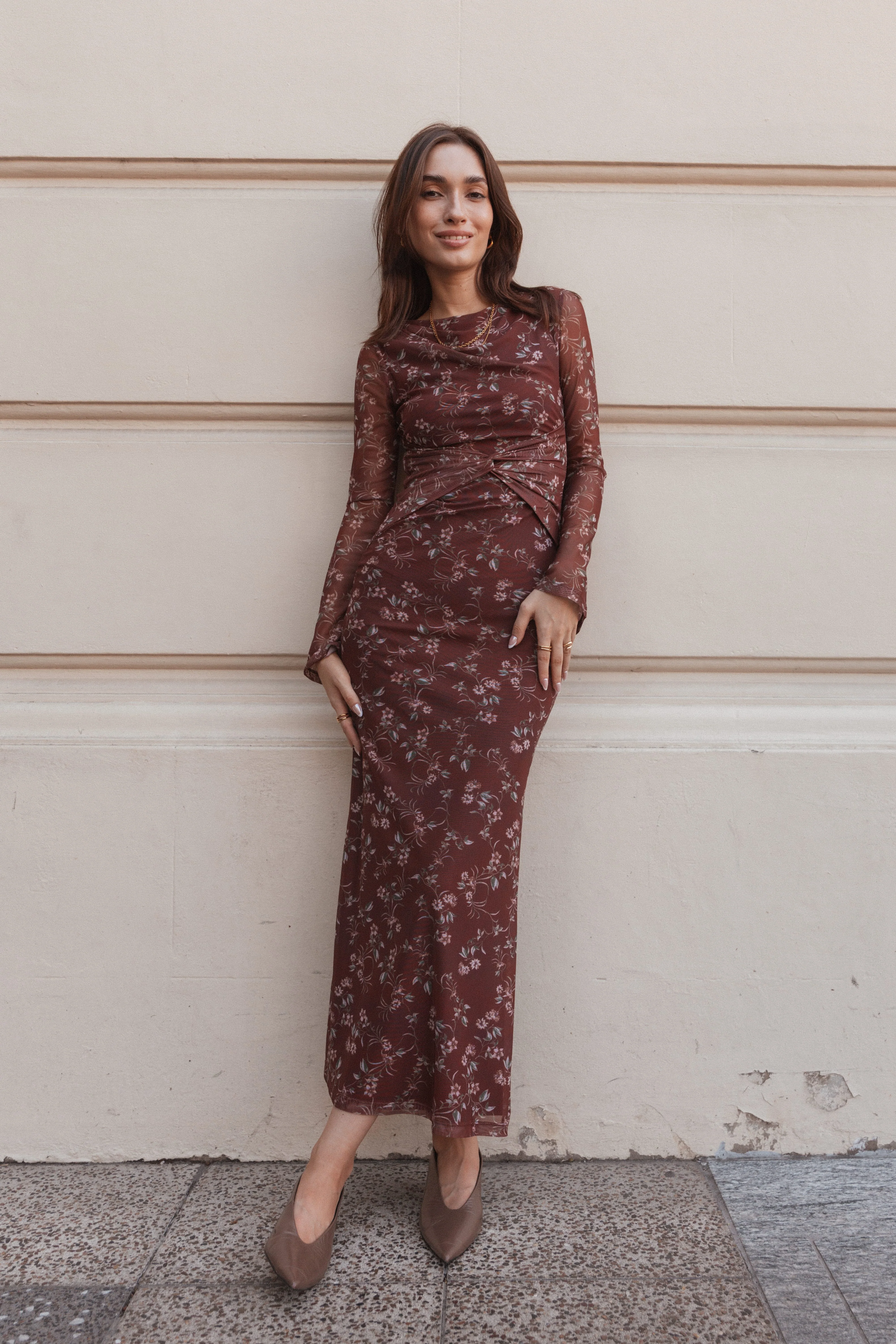 Nash Long Sleeve Dress - Rust Floral - Image 8