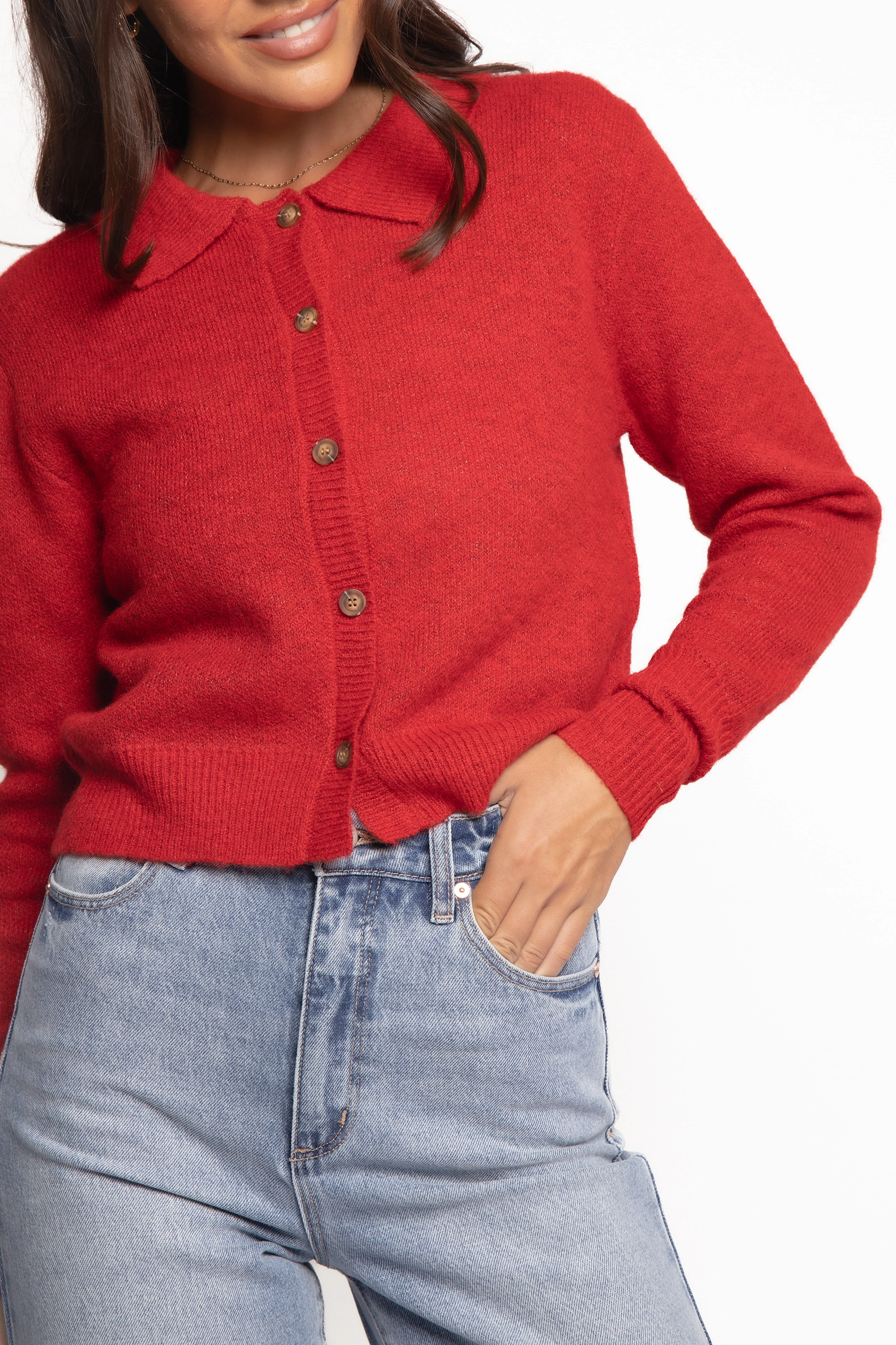 Naya Collar Cardigan - Red - Image 4